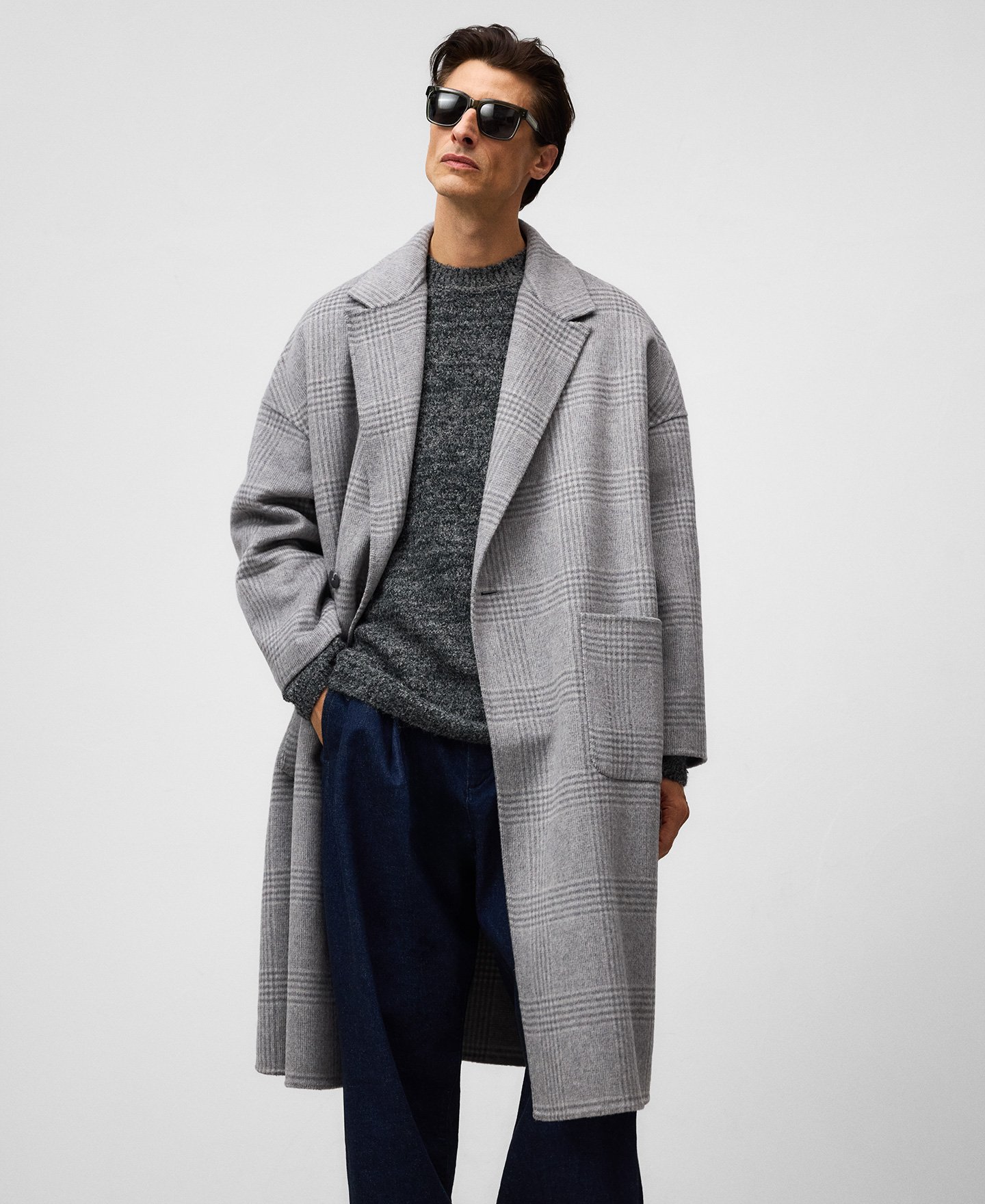 Manteau double face à carreaux pour homme image number 0