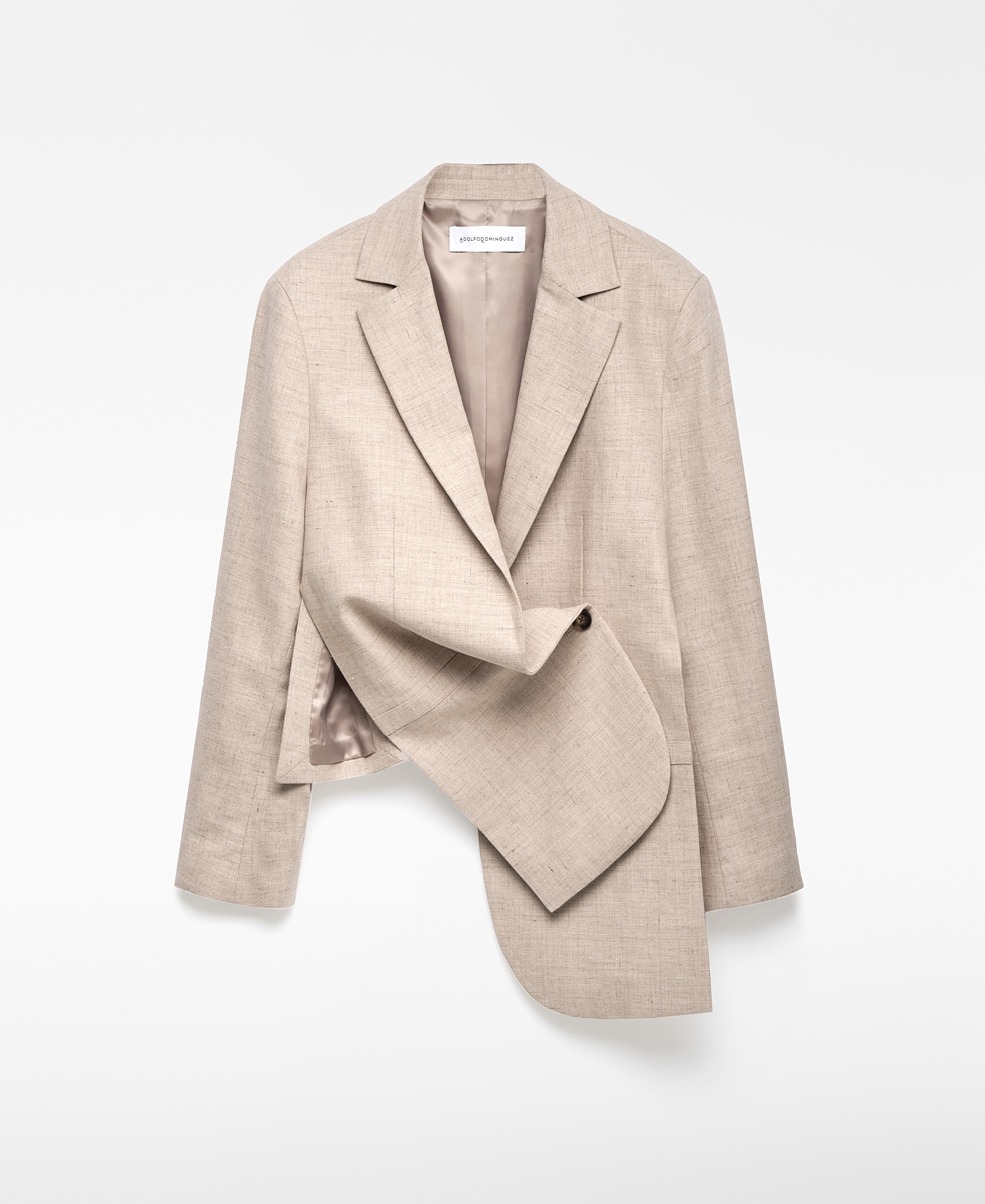 Linen blend asymmetrical blazer woman image number 2