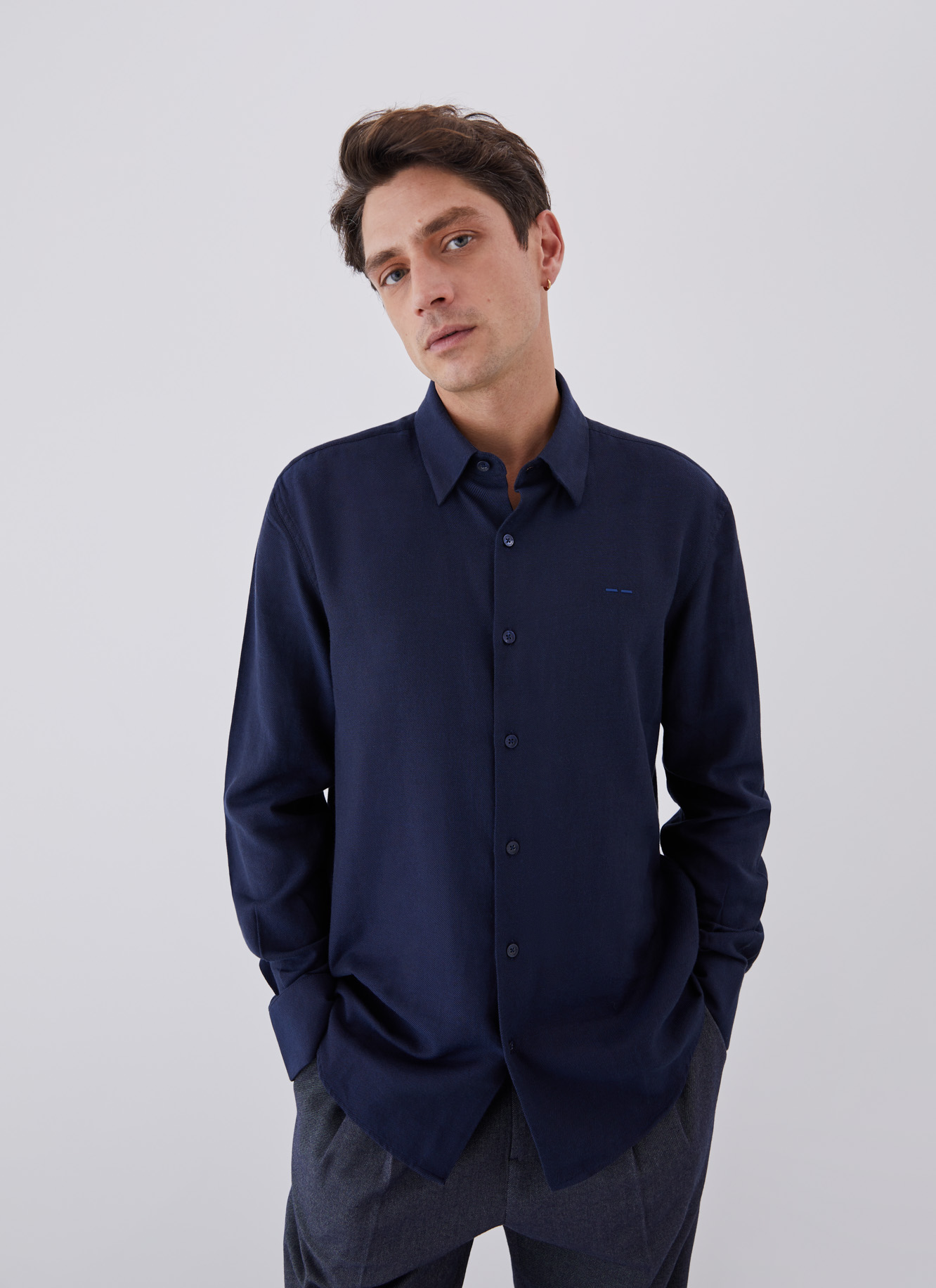 Micro textured cotton shirt image number 0