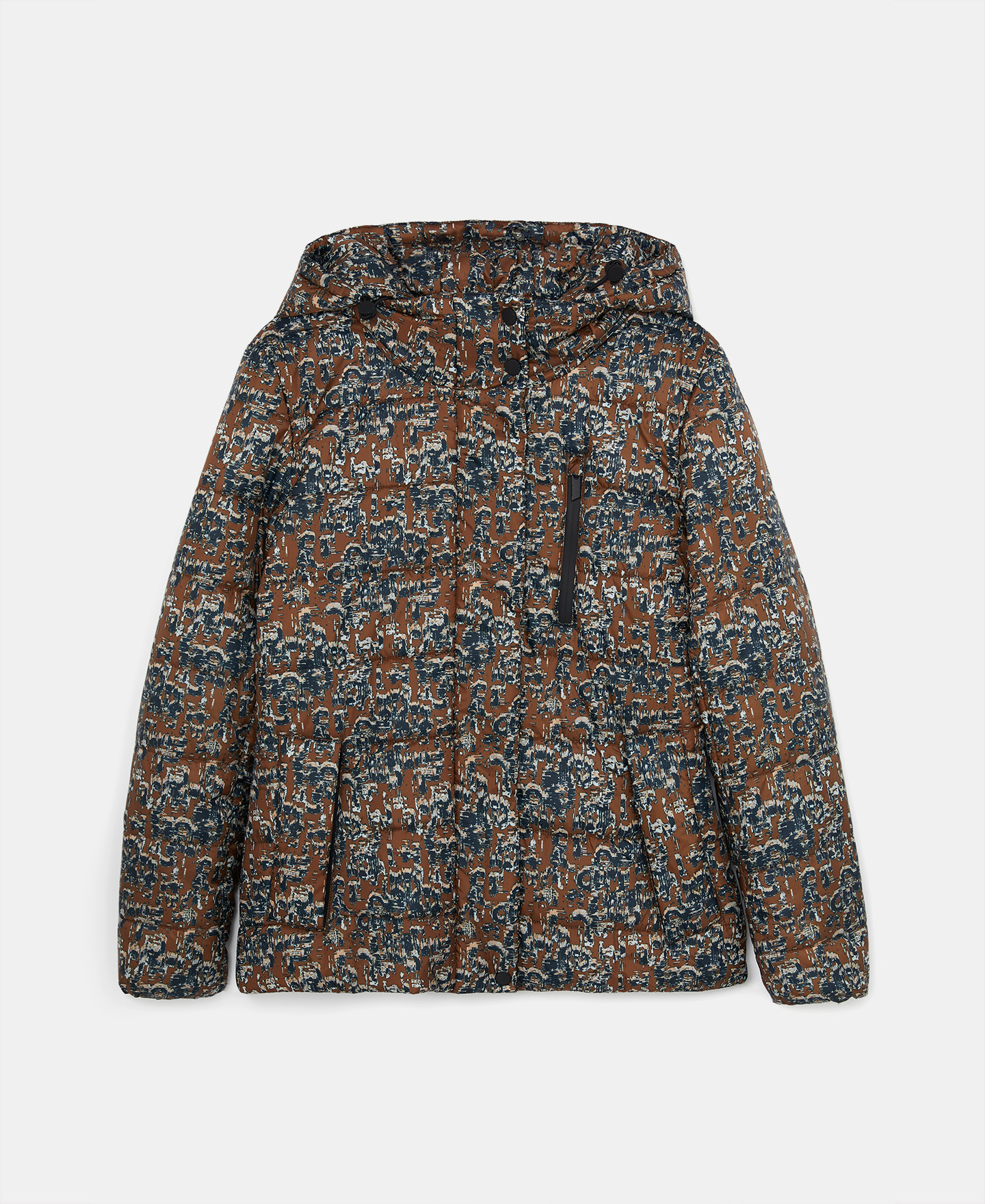 Removable hood printed padded jacket image number 4
