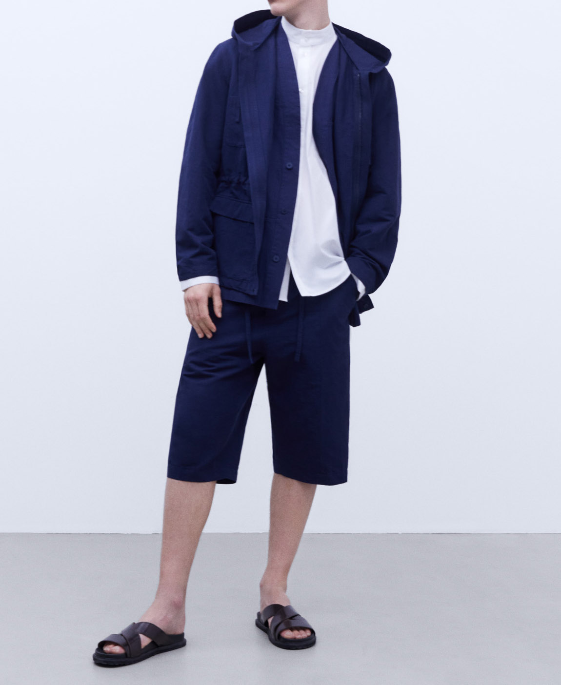 Stretch cotton Mandarin collar shirt image number 1