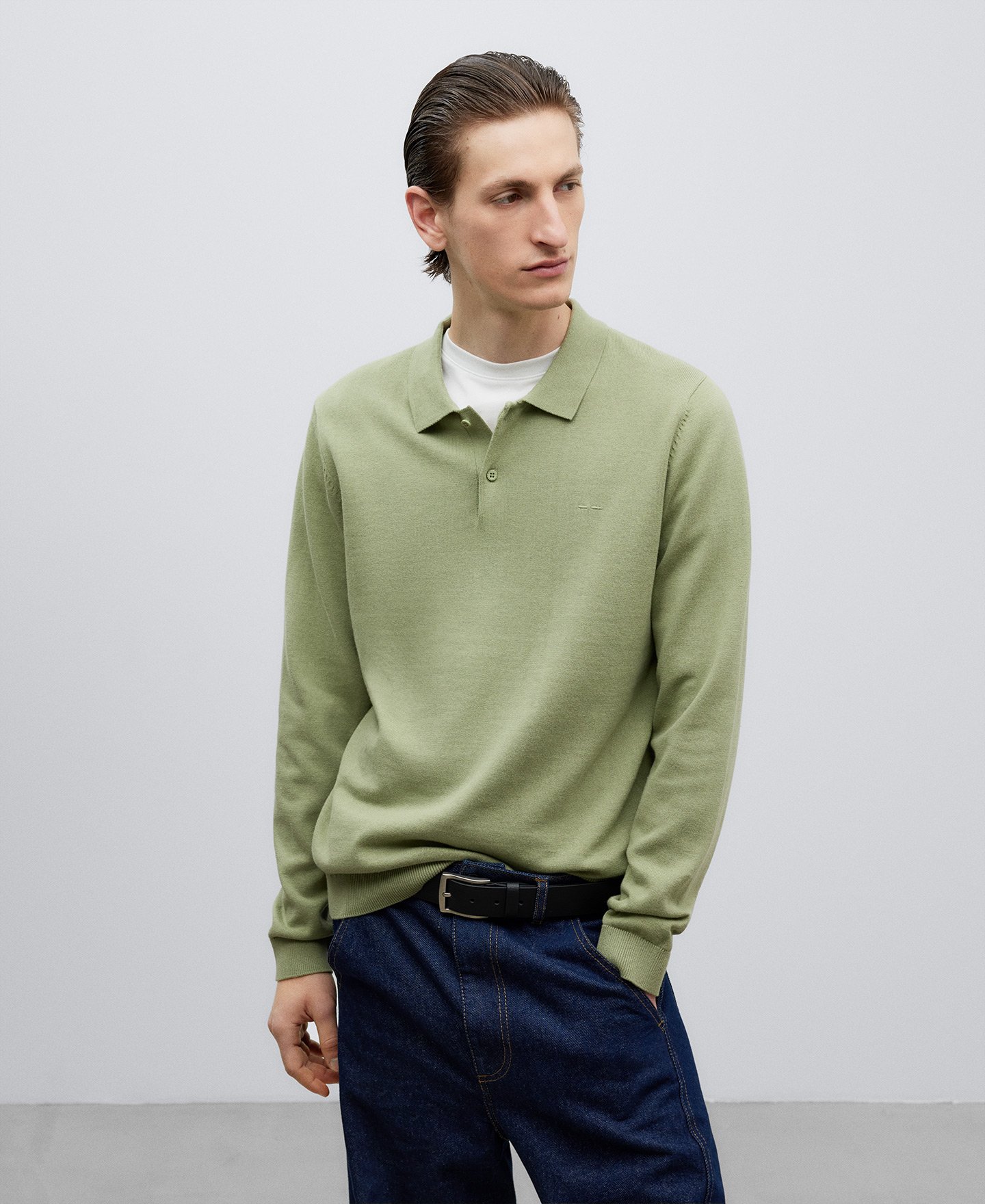 Polo à manches longues en coton pour homme image number 0