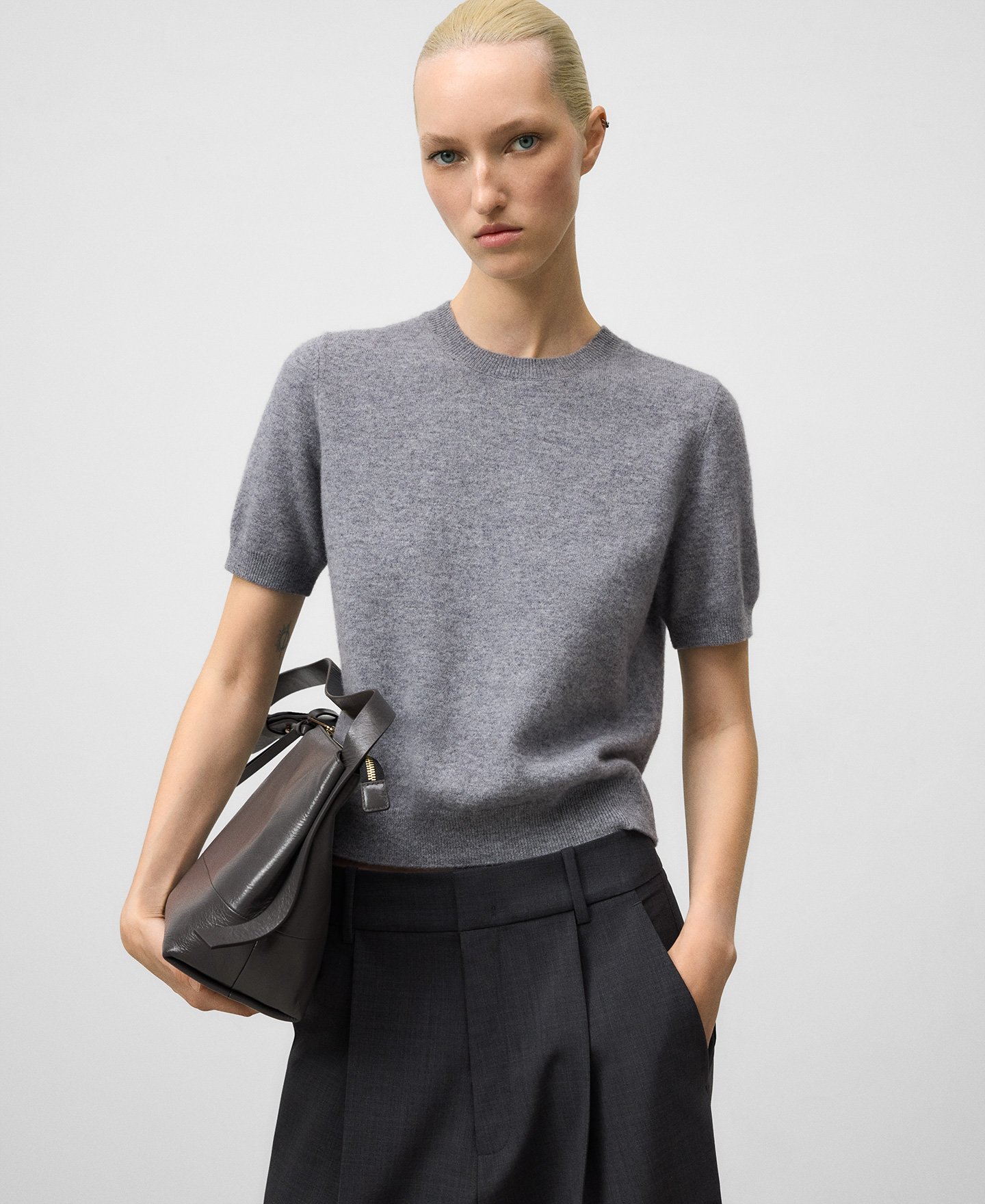 Wool short sleeve sweater woman image number 0