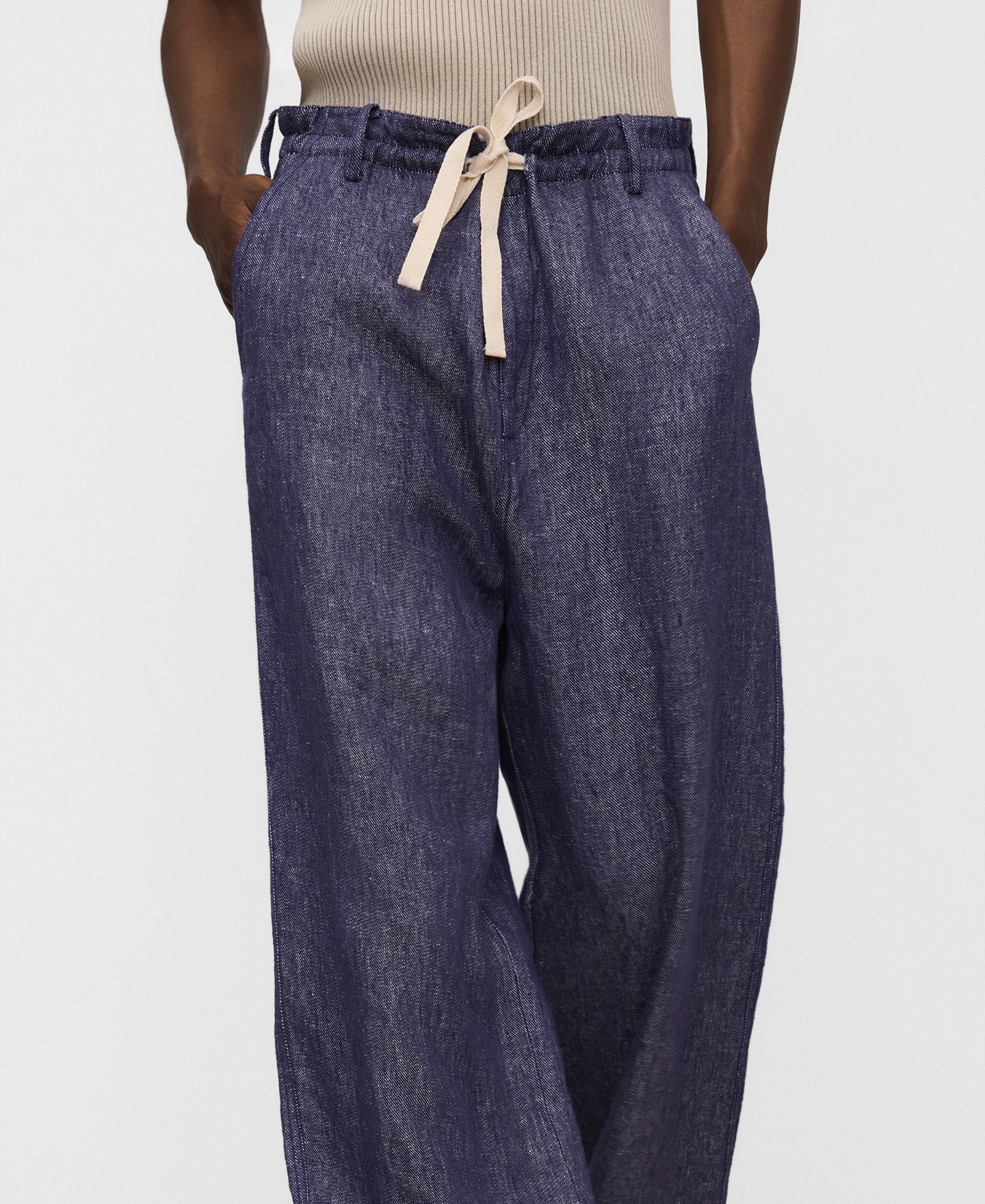 Pantal&oacute;n relaxed fit cord&oacute;n lino europeo image number 3