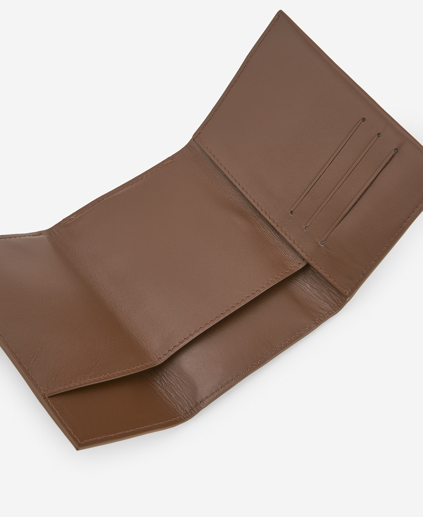 Brown leather triptych wallet image number 1