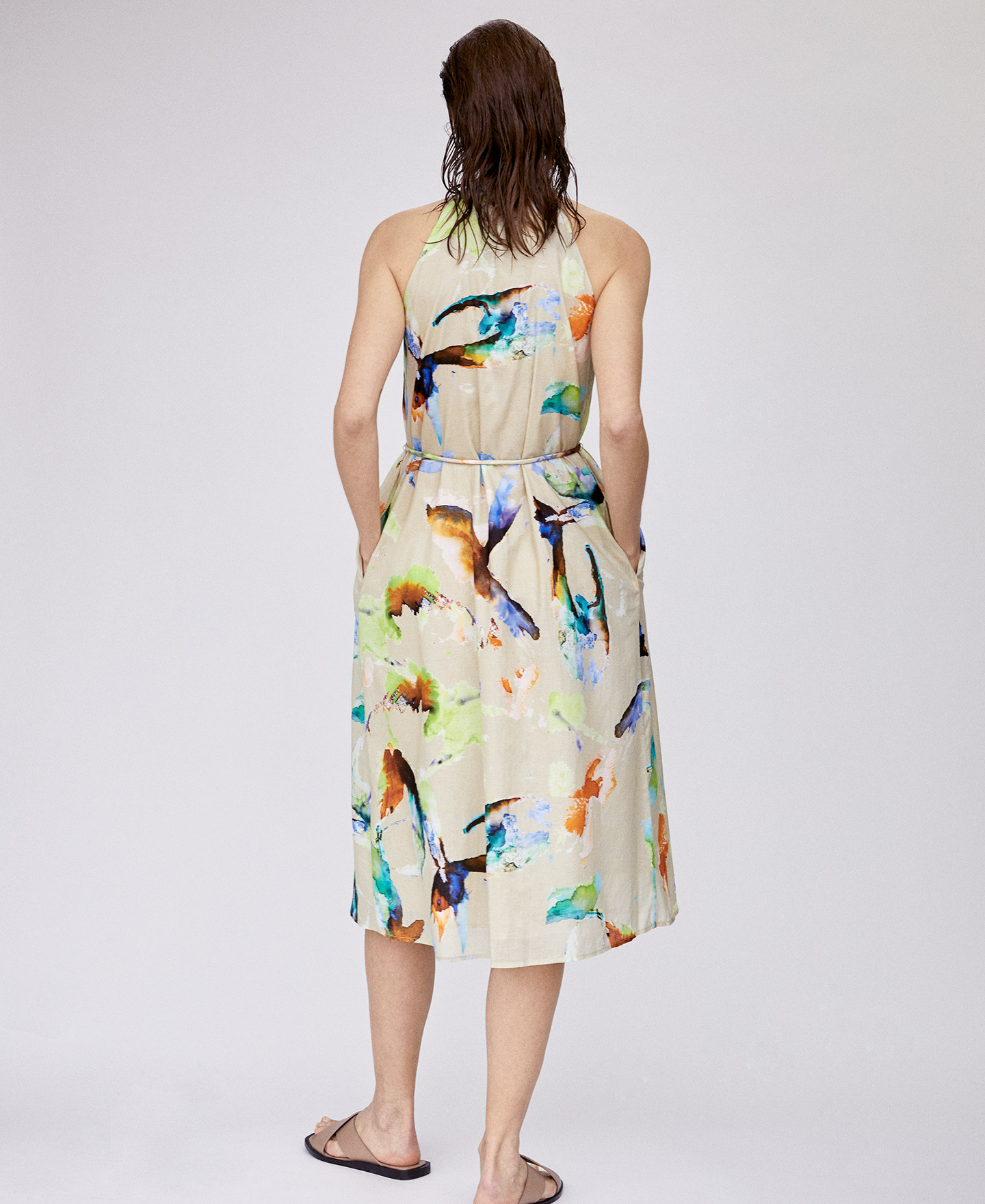 Cotton printed midi dress image number 1