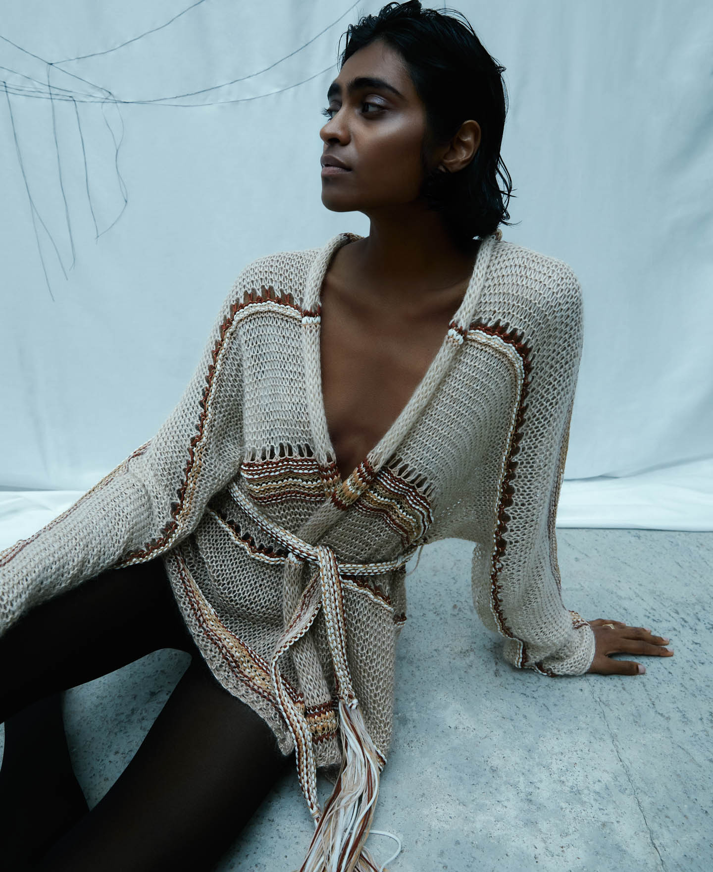 Belt knitted jacket image number 0