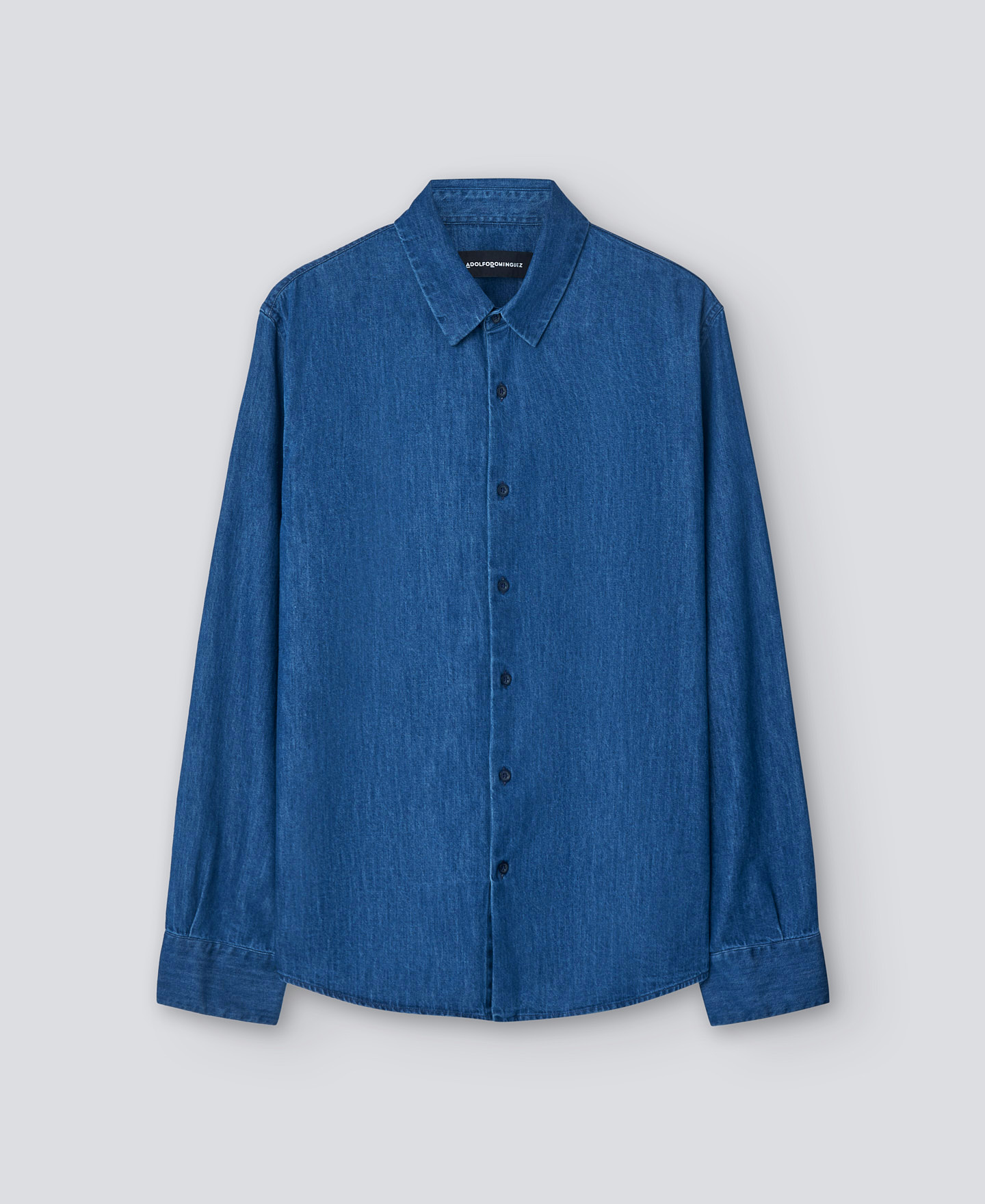 Blue cotton denim shirt man image number 4