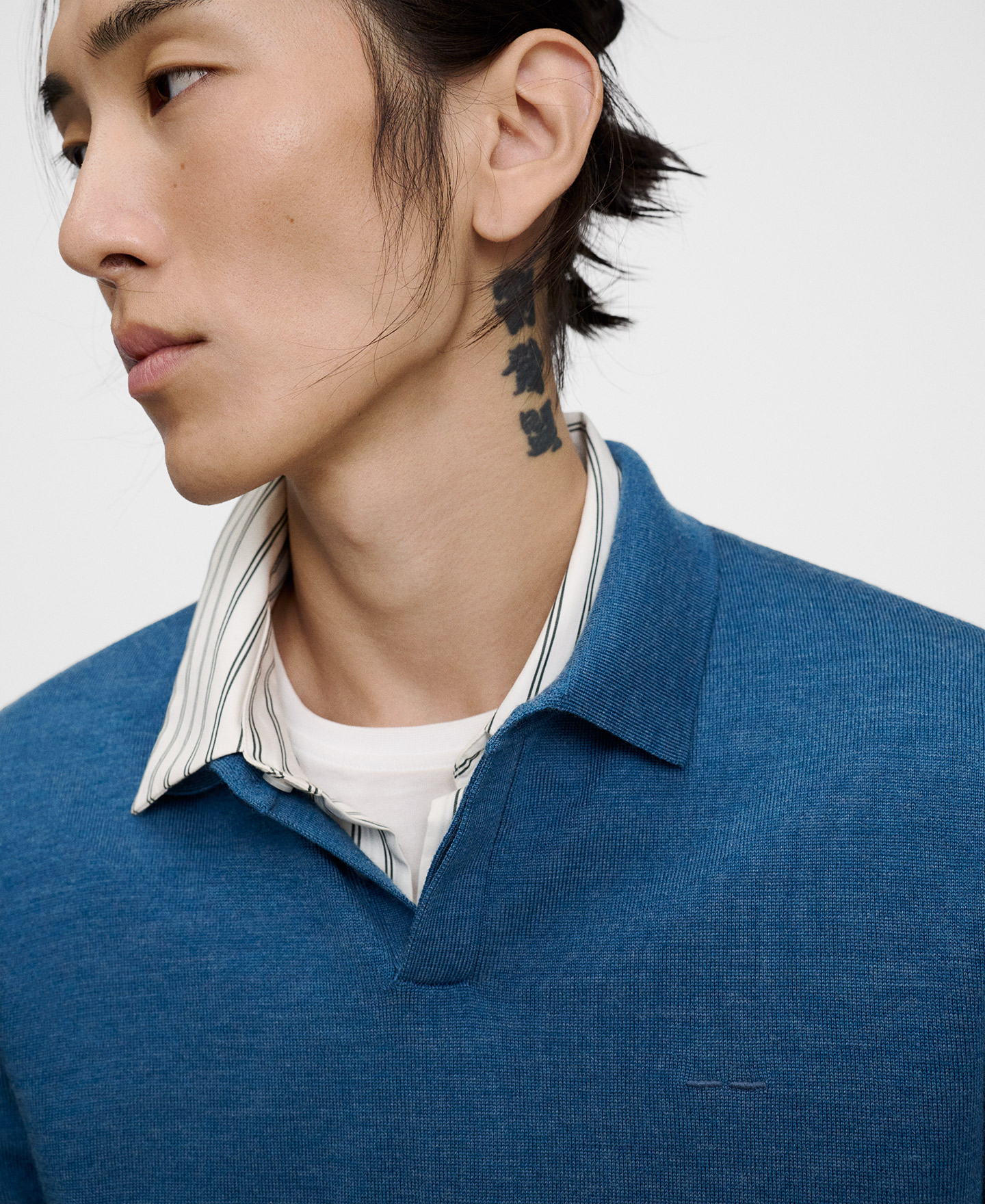 Merino wool long sleeve polo shirt image number 5