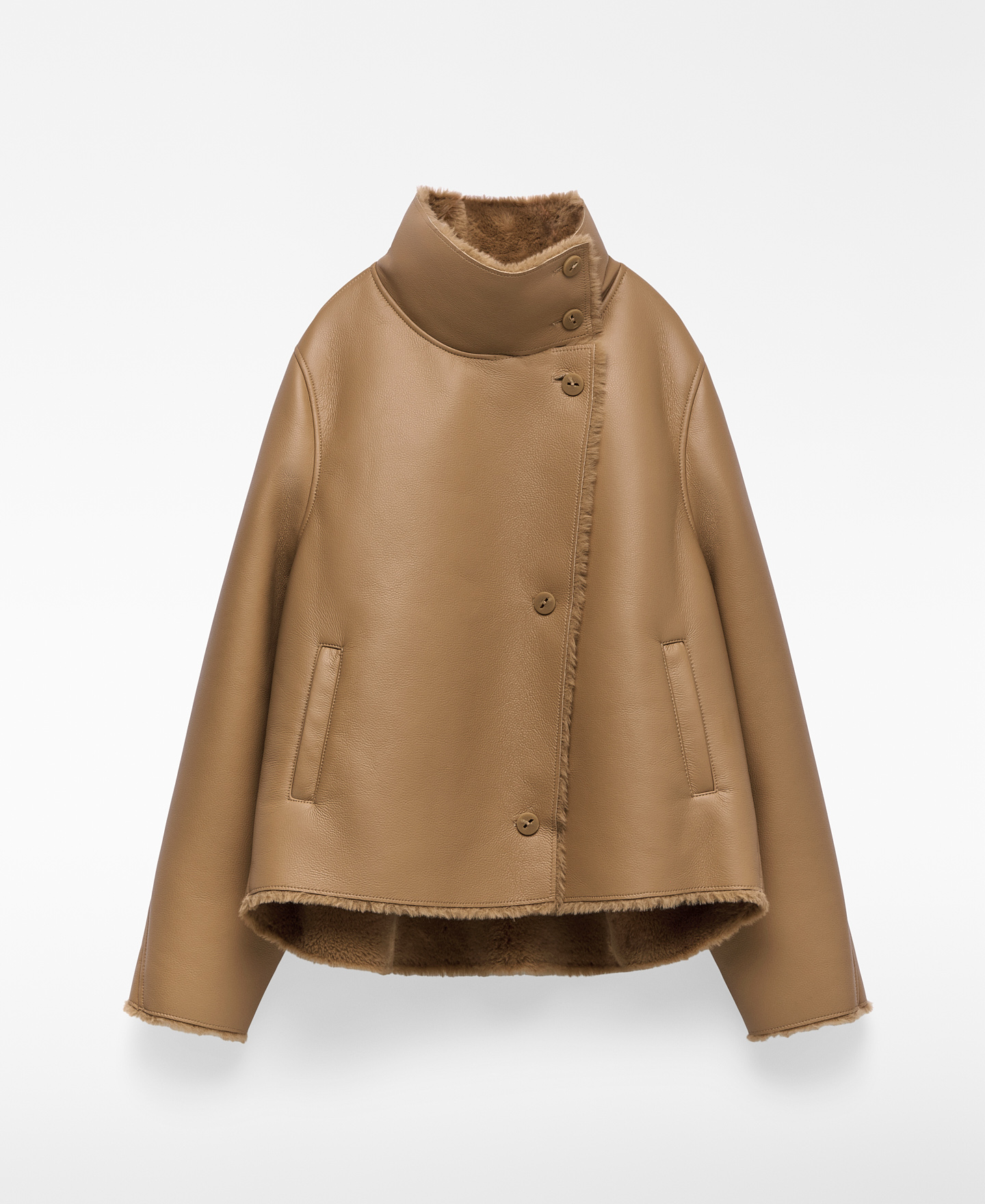 Leather-Non-Leather short coat woman image number 4