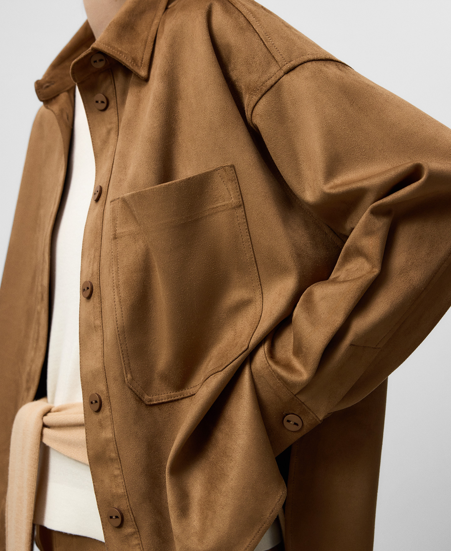 Faux suede overshirt woman image number 3