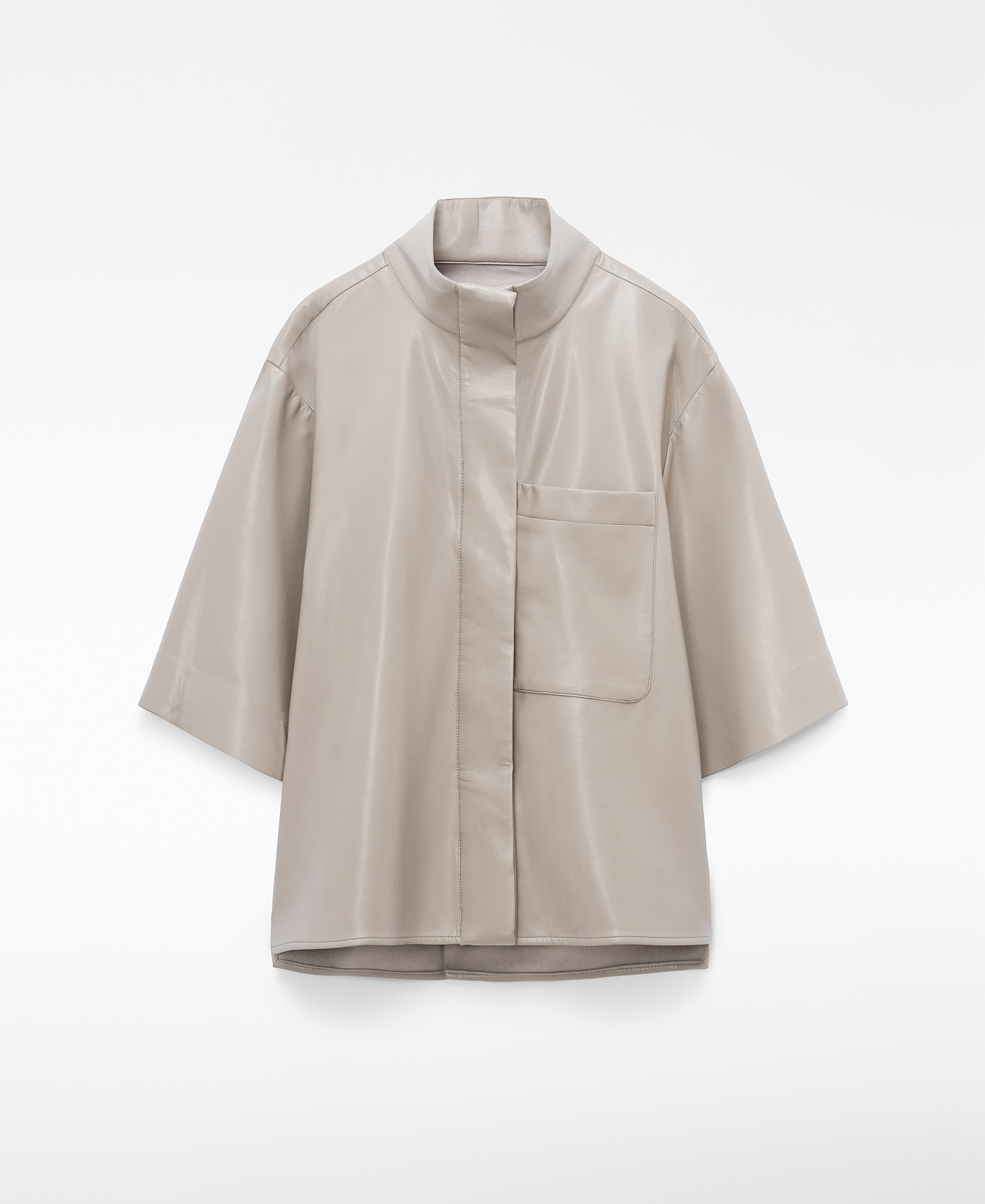 Leather-Non-Leather band collar shirt image number 4