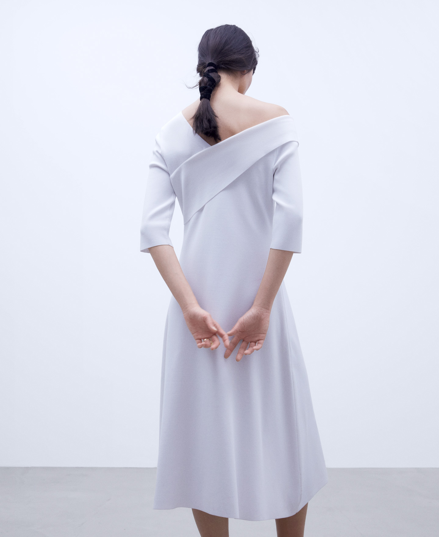 Asymmetric-breasted neckline dress image number 2