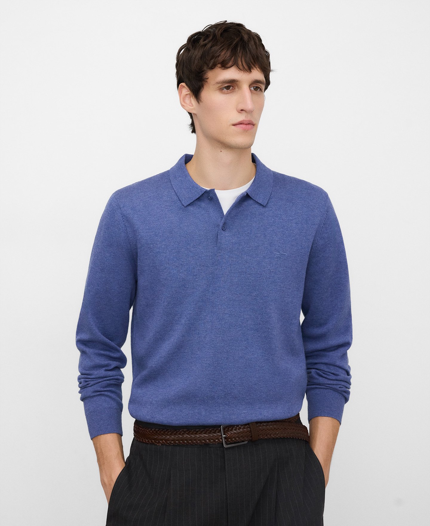 Organic cotton long sleeve polo shirt image number 0
