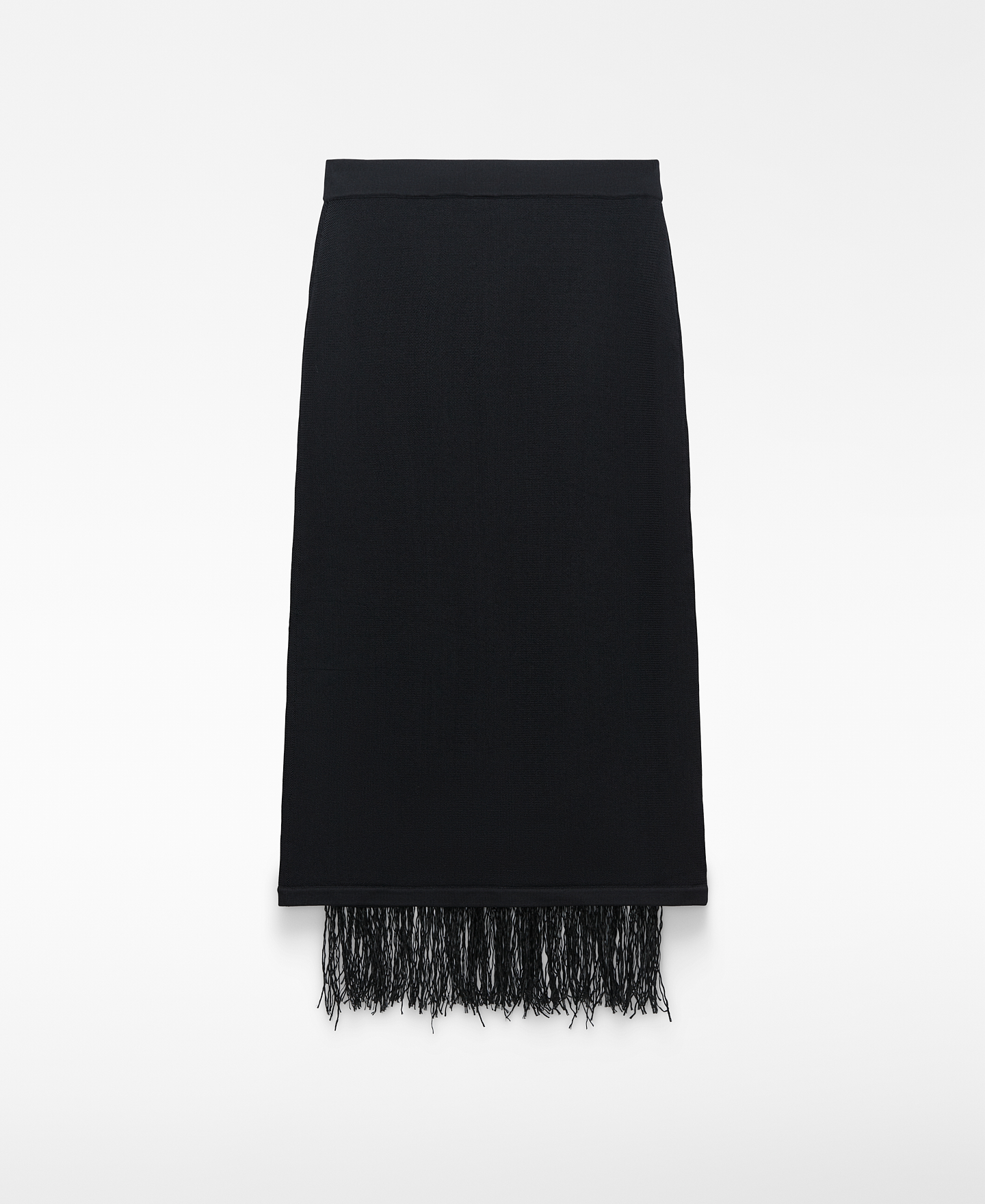 Falda recta punto intarsia flecos image number 5