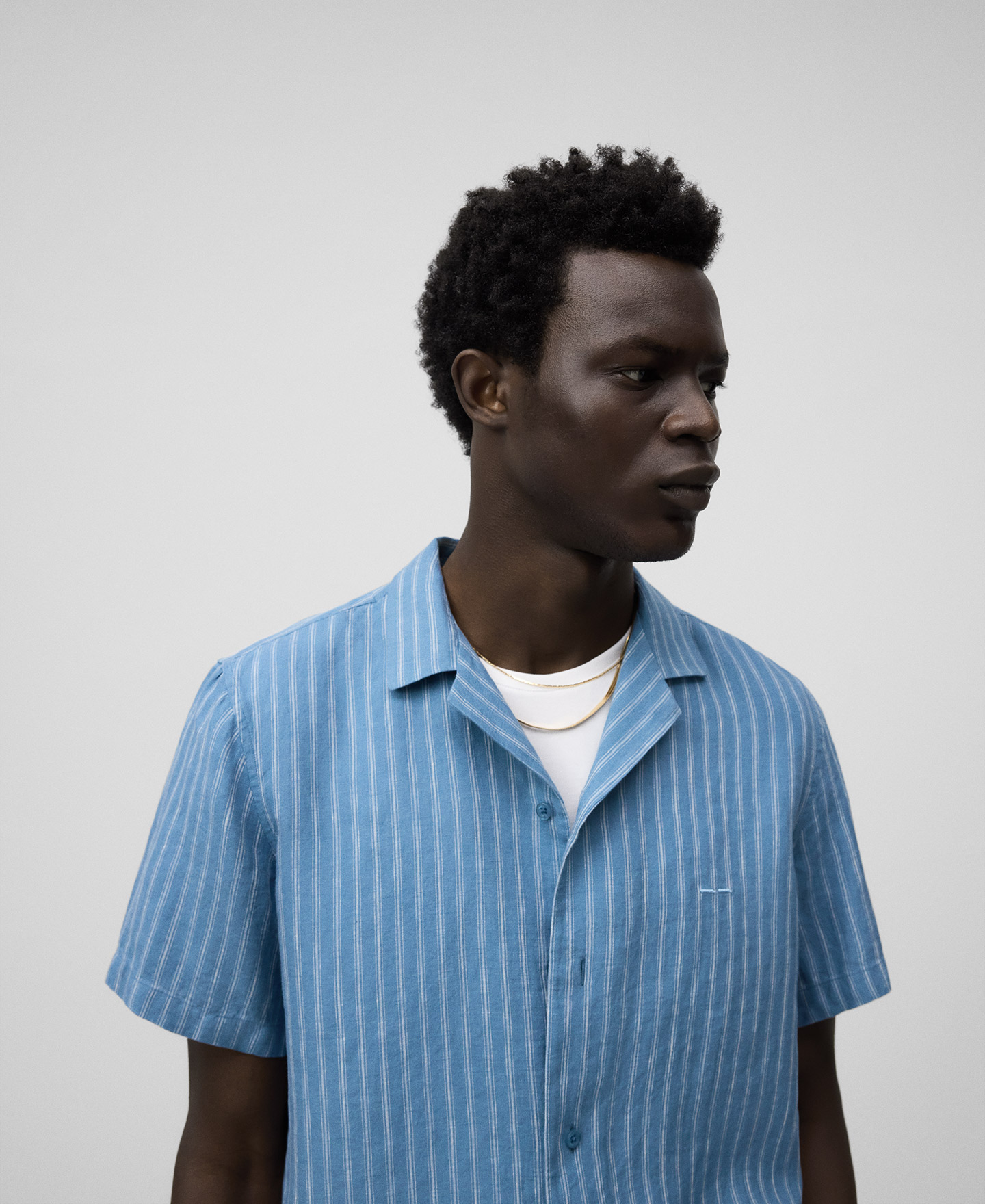 European linen striped shirt man image number 3
