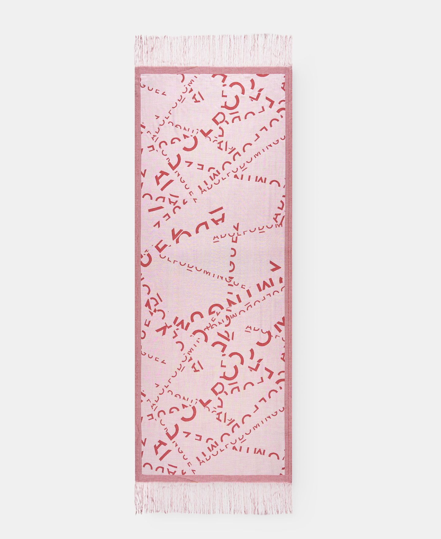 Red jacquard shawl with splashed logo image number 0