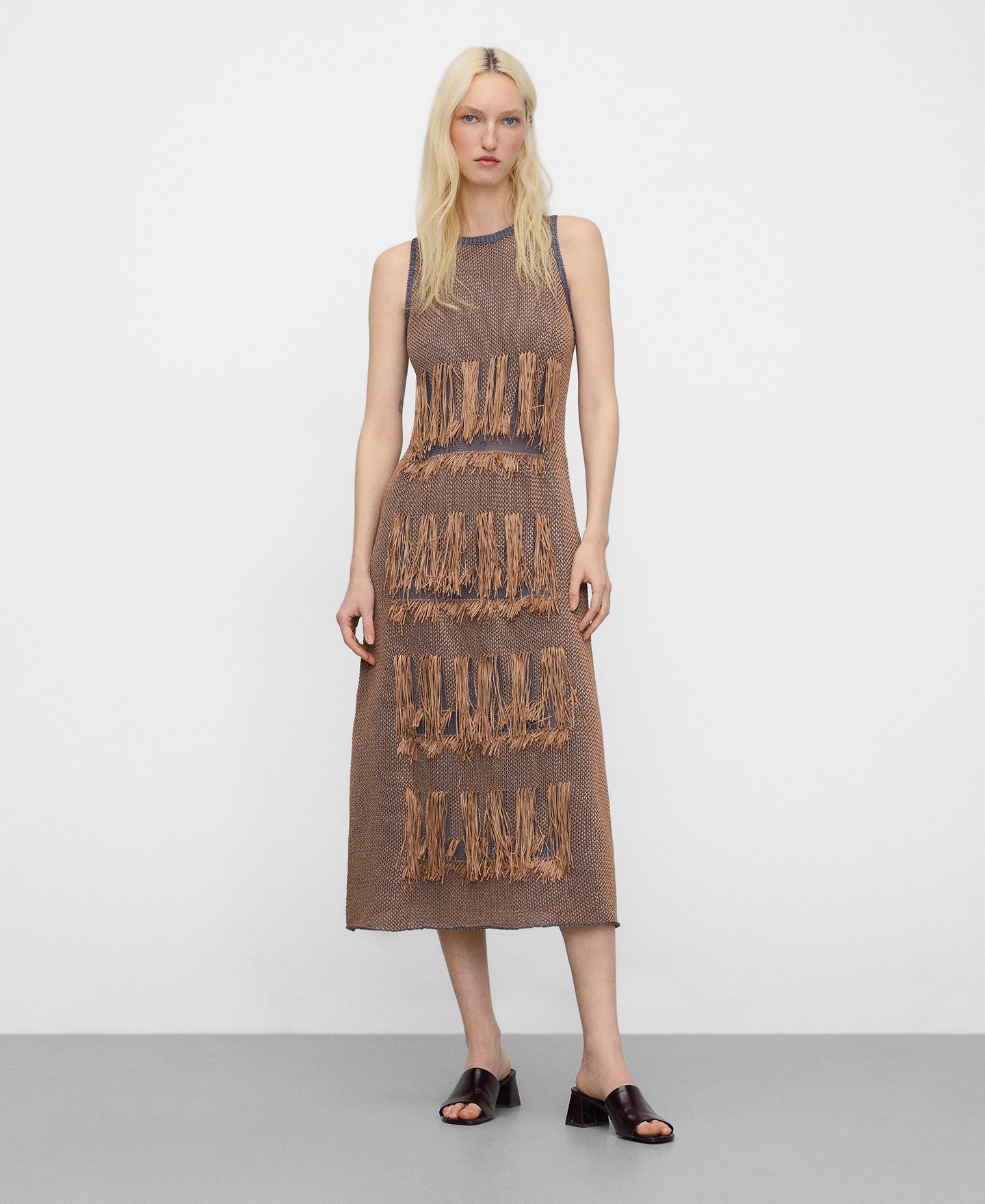 Fringed jacquard knit dress image number 1
