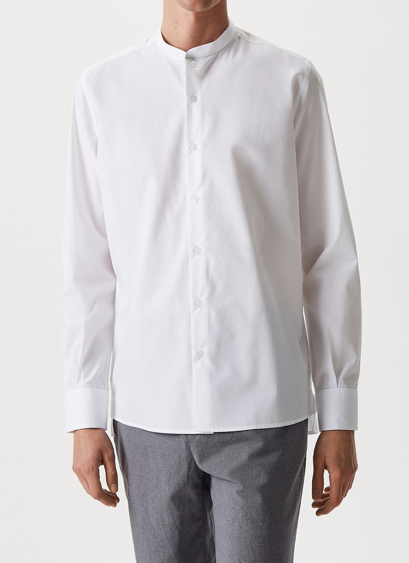 White shirt with mandarin collar image number 0