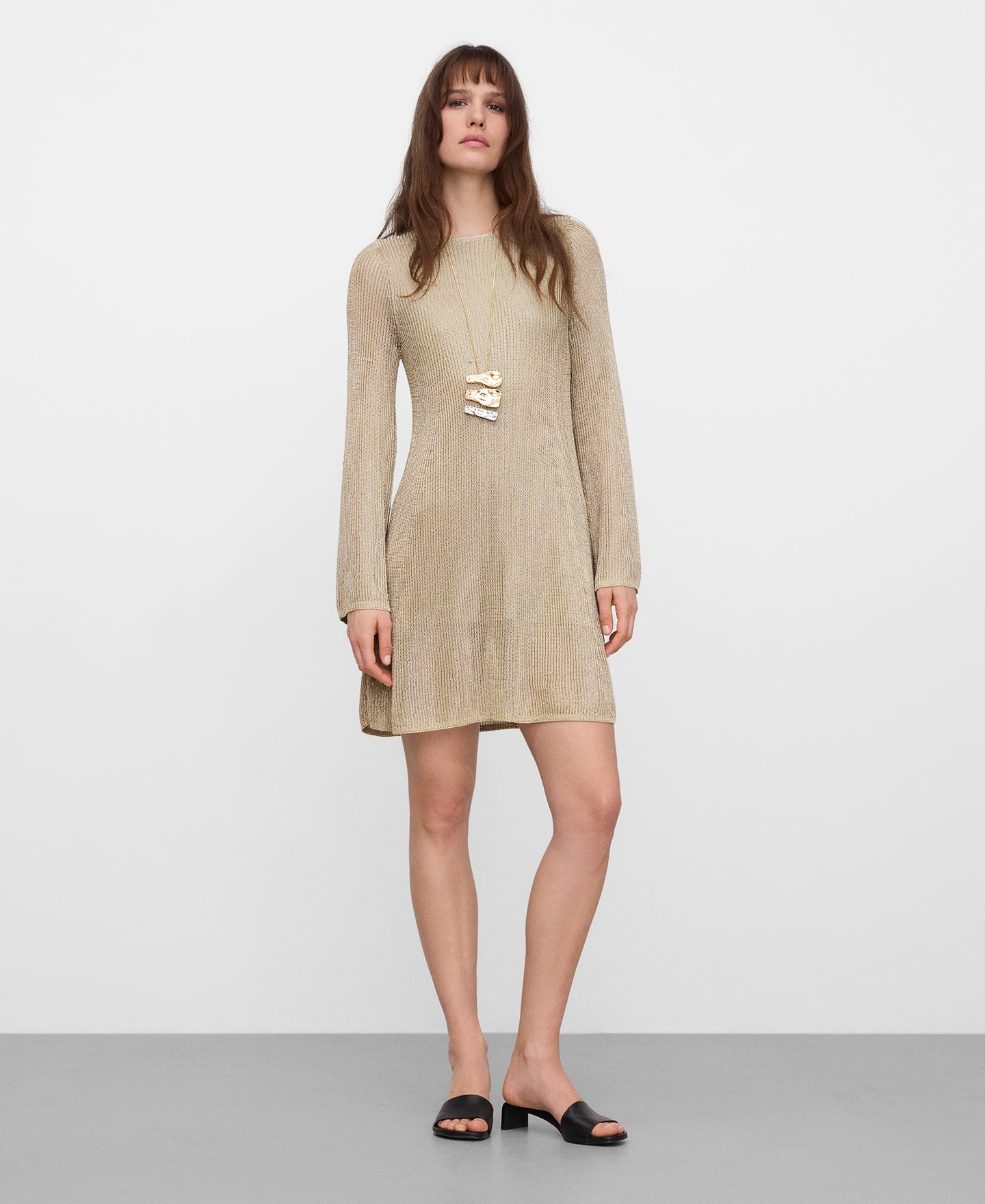 Short metallic knit dress image number 1
