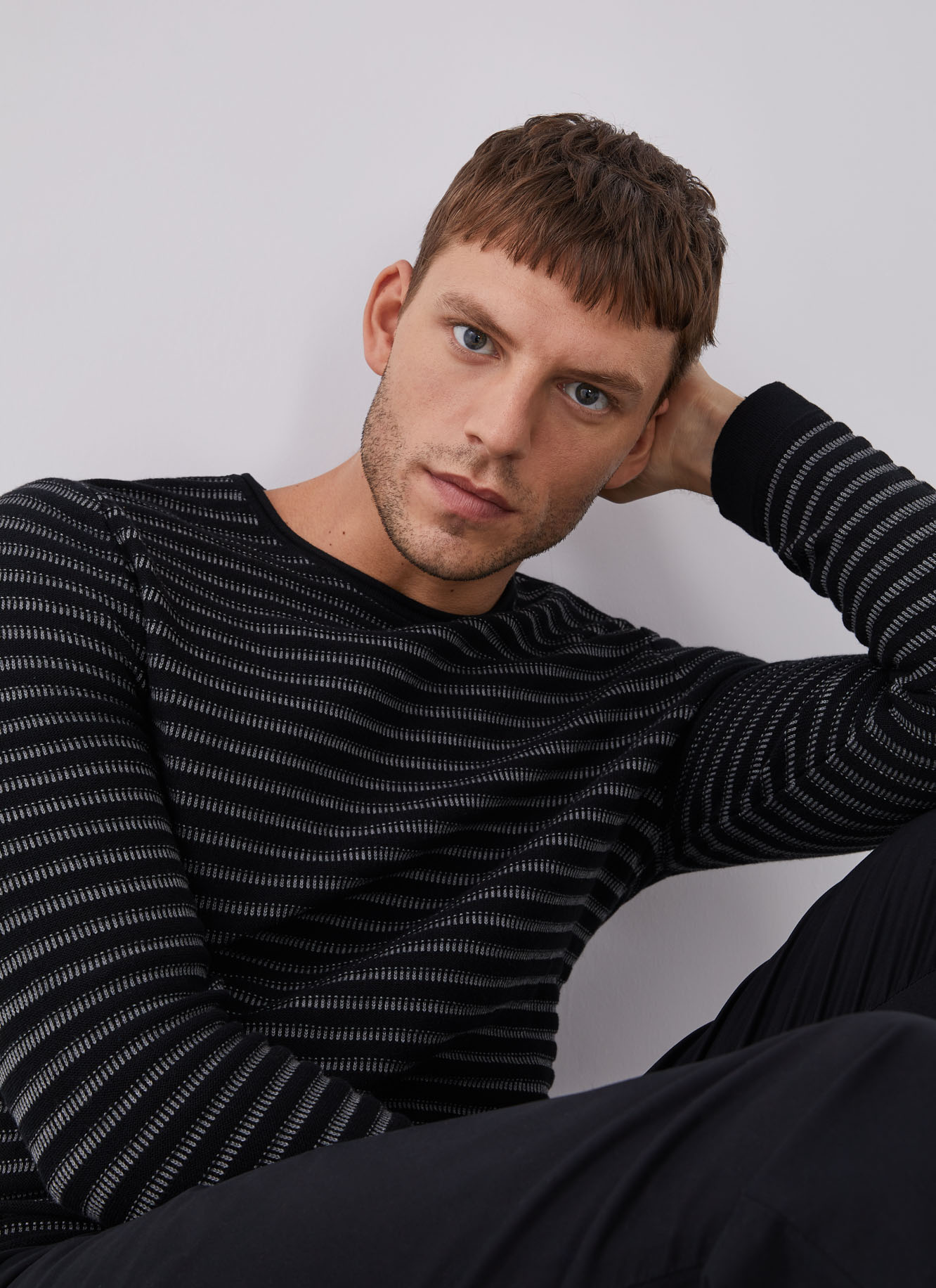 Striped cotton sweater image number 4