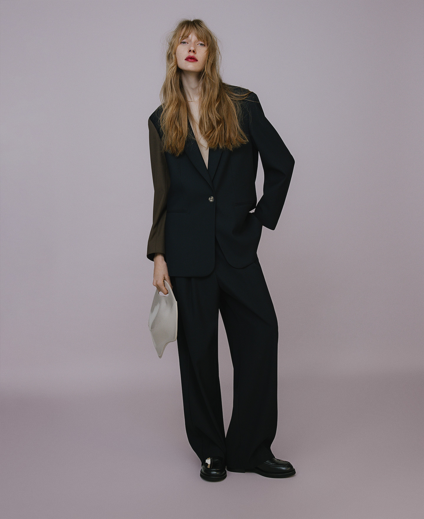 Blazer bicolor pieza superpuesta mujer image number 0