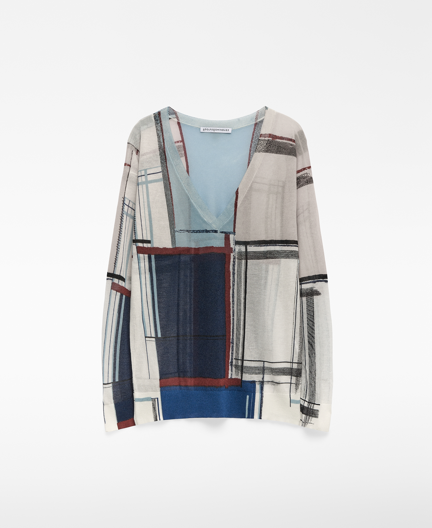 Printed V-neck sweater woman image number 4