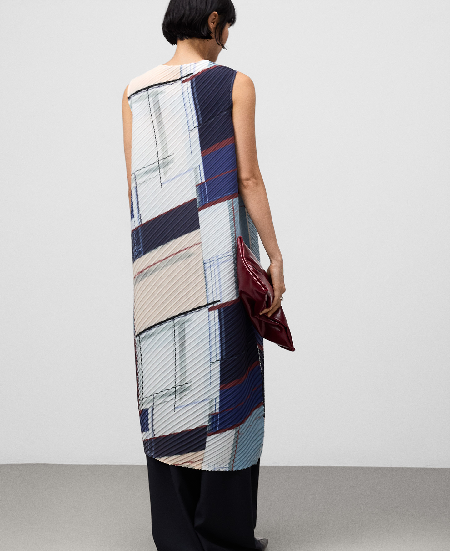 Printed crinkle midi dress woman image number 2