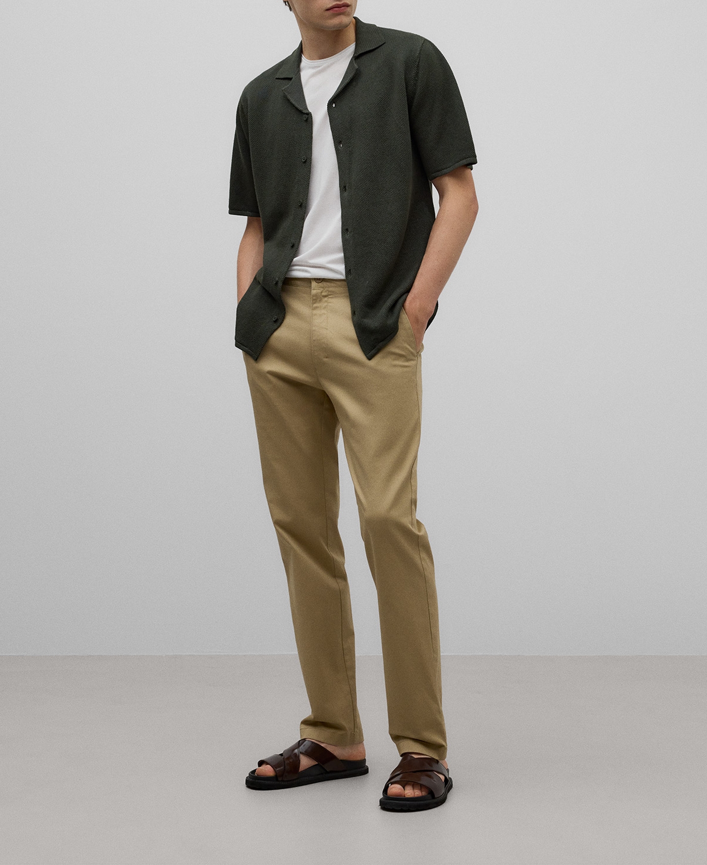 Cotton twill chino trousers man image number 1