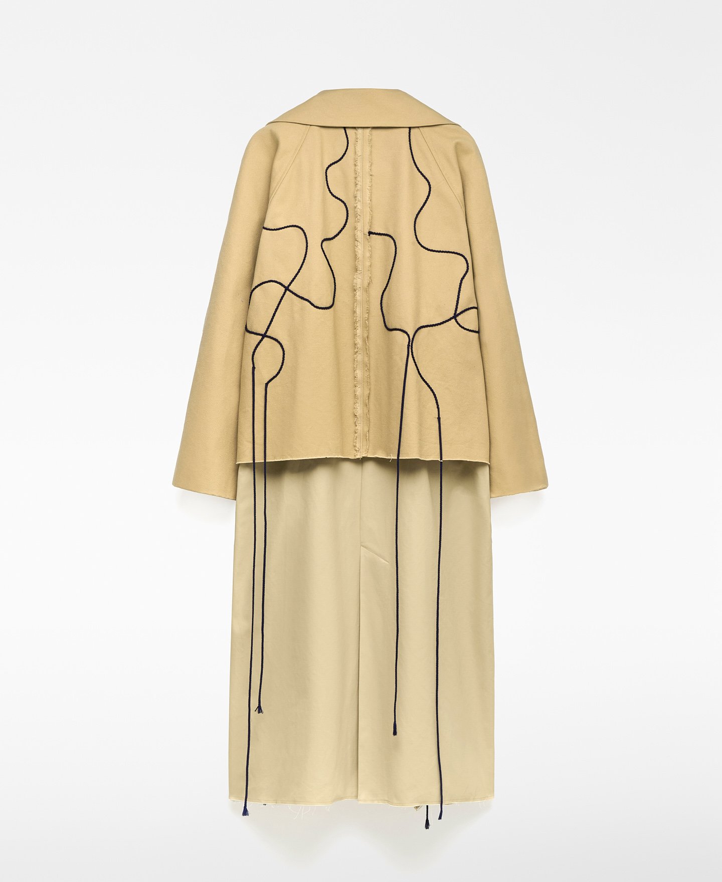 Mixed-fabric trench with drawcord man image number 2