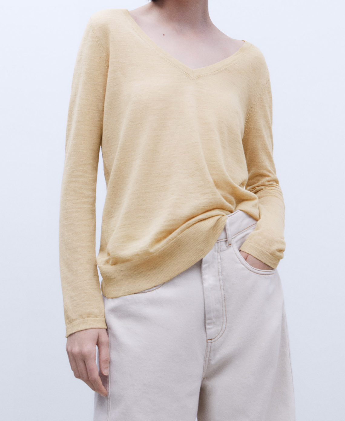 Linen fabric sweater image number 0