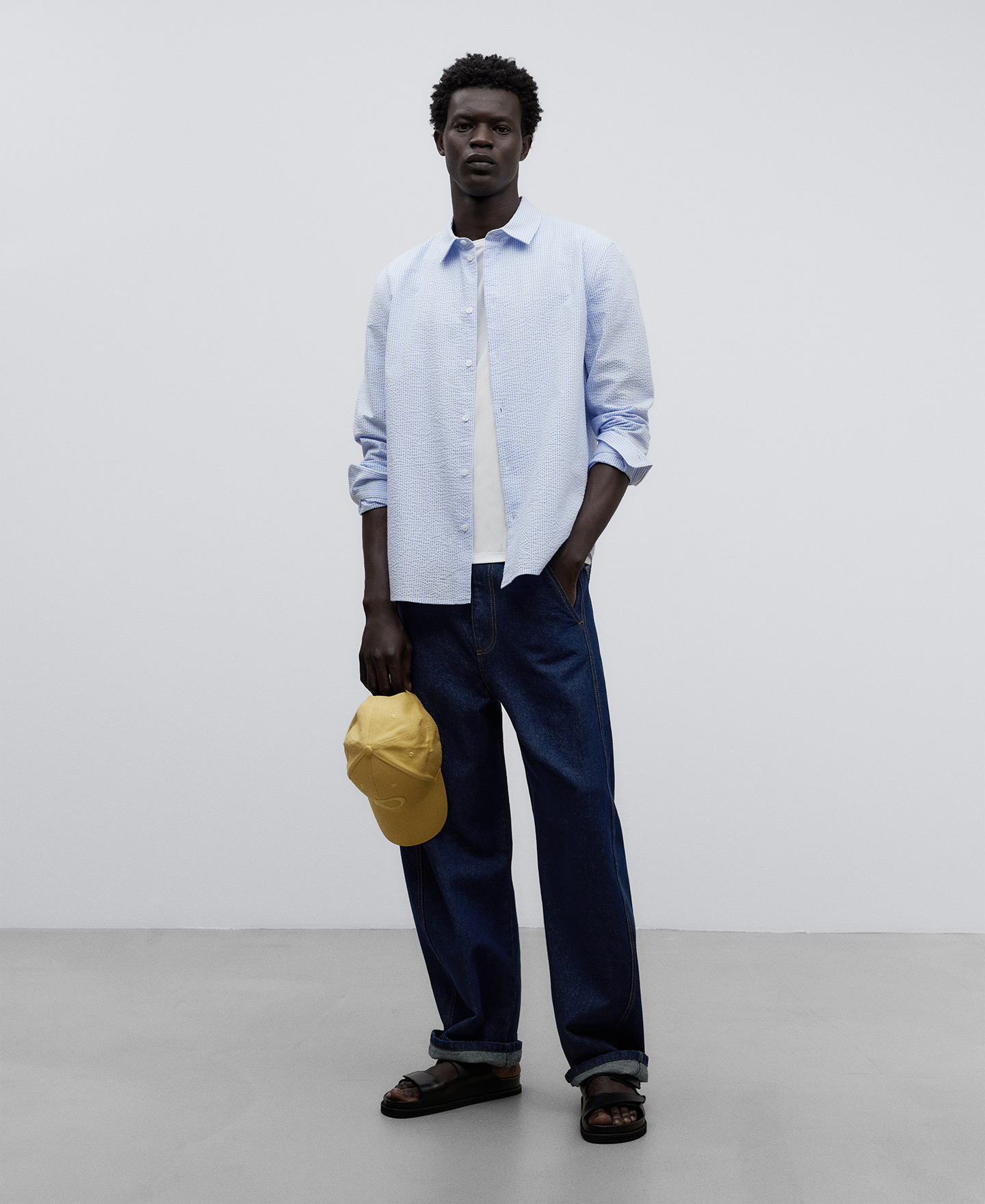 Striped regular fit shirt man image number 1