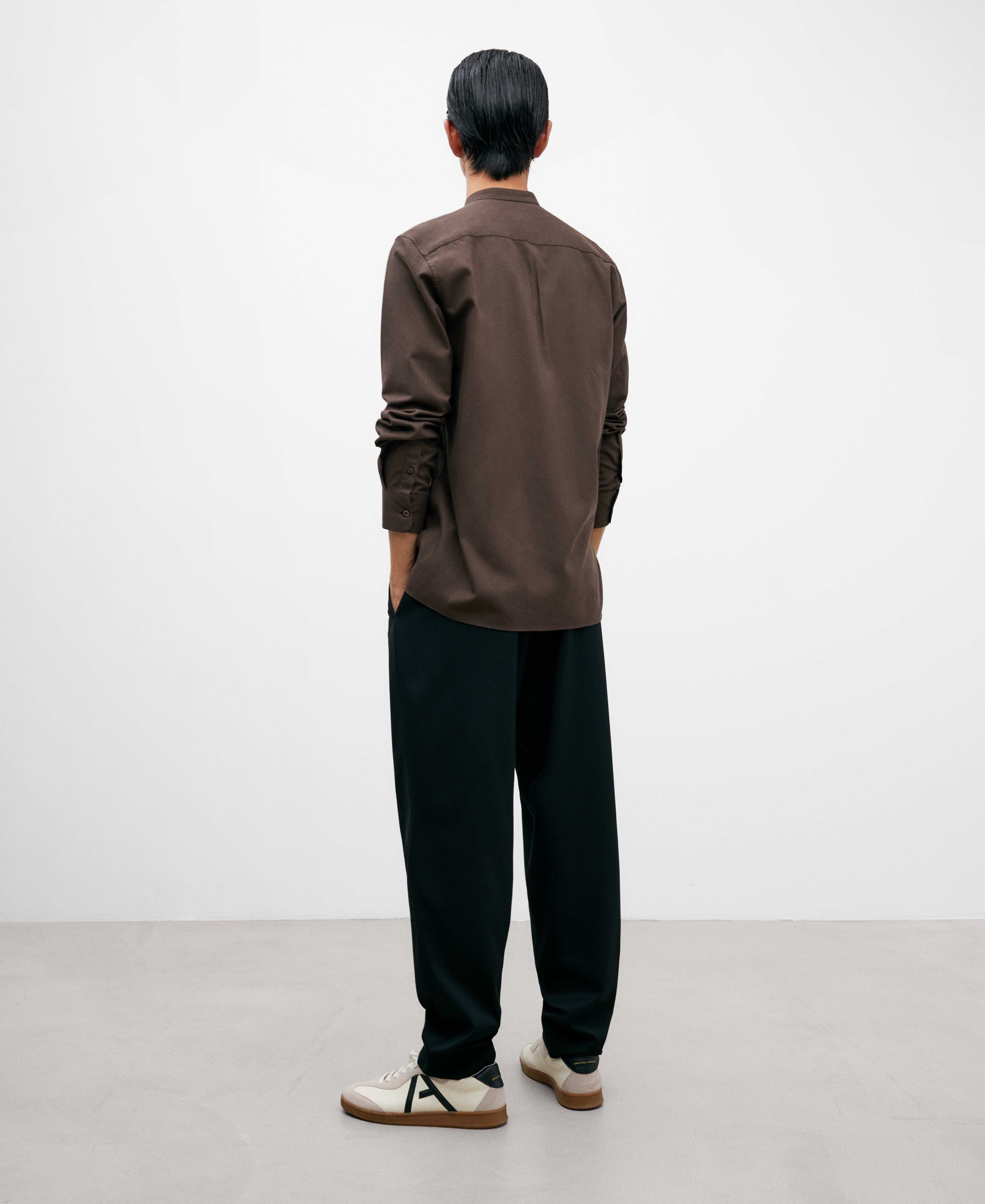 Brown Mandarin collar shirt for men image number 2