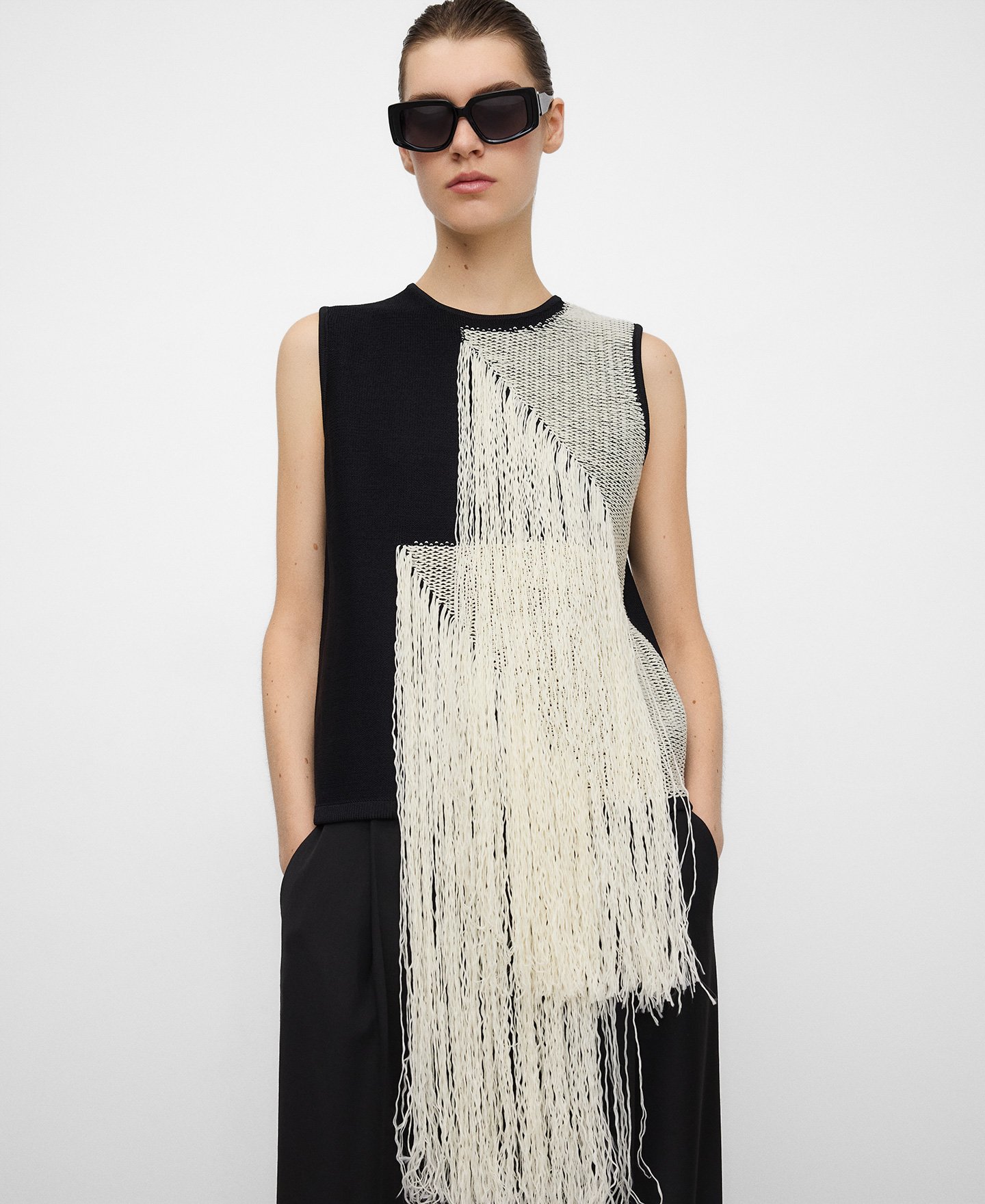 Top punto intarsia flecos image number 0