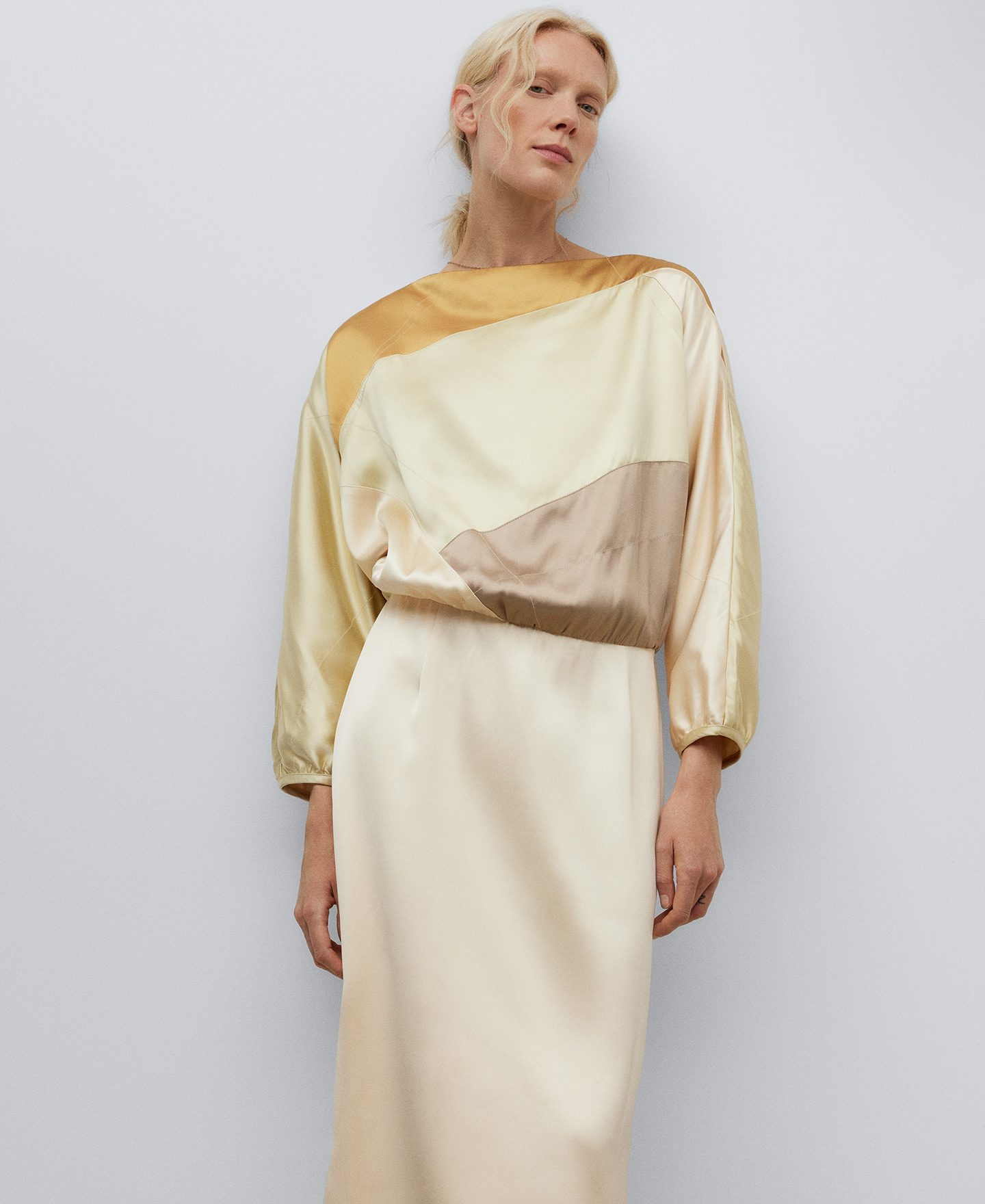 Vestido midi patchwork mujer image number 0