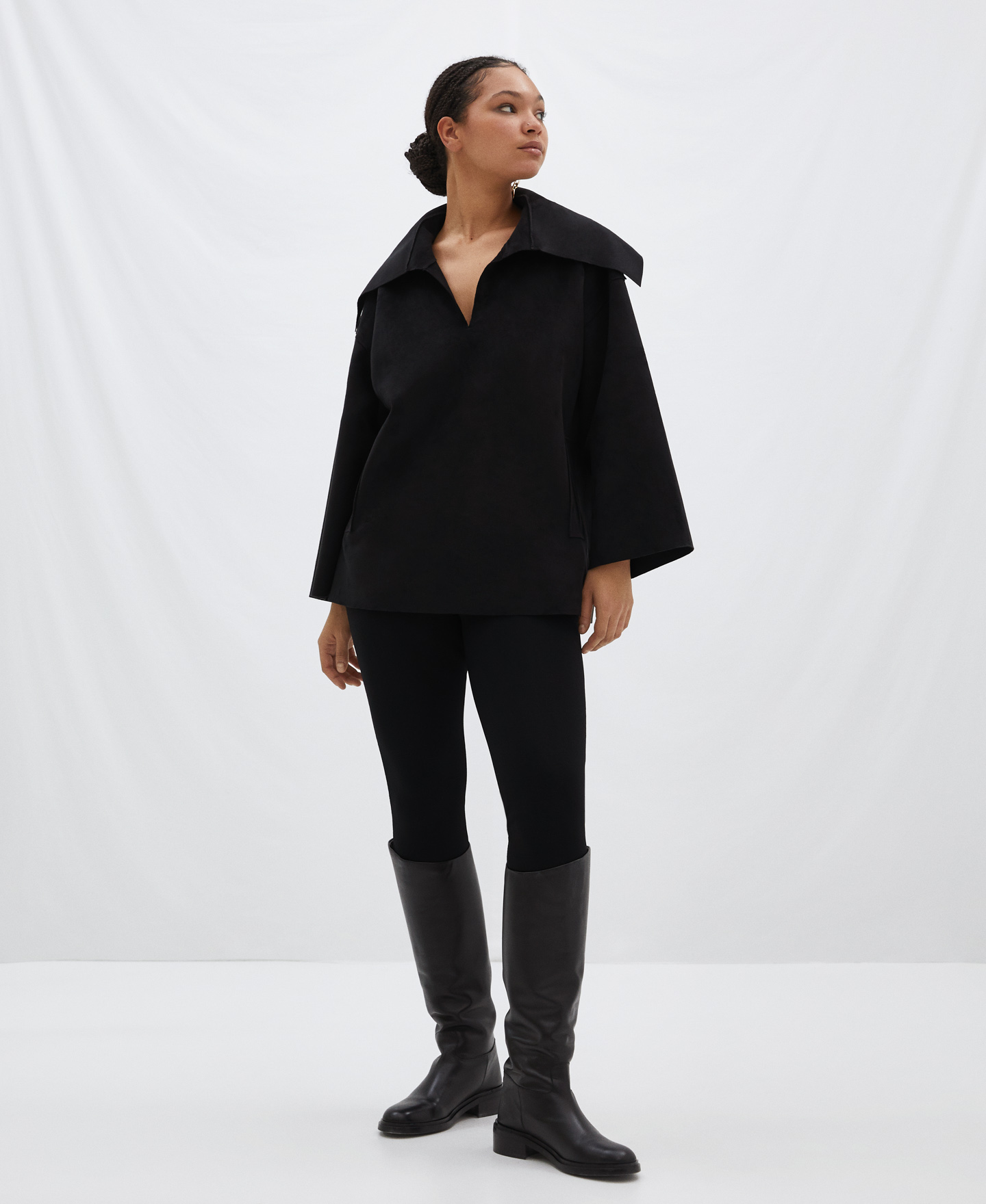 Shawl collar sweater in faux suede image number 1