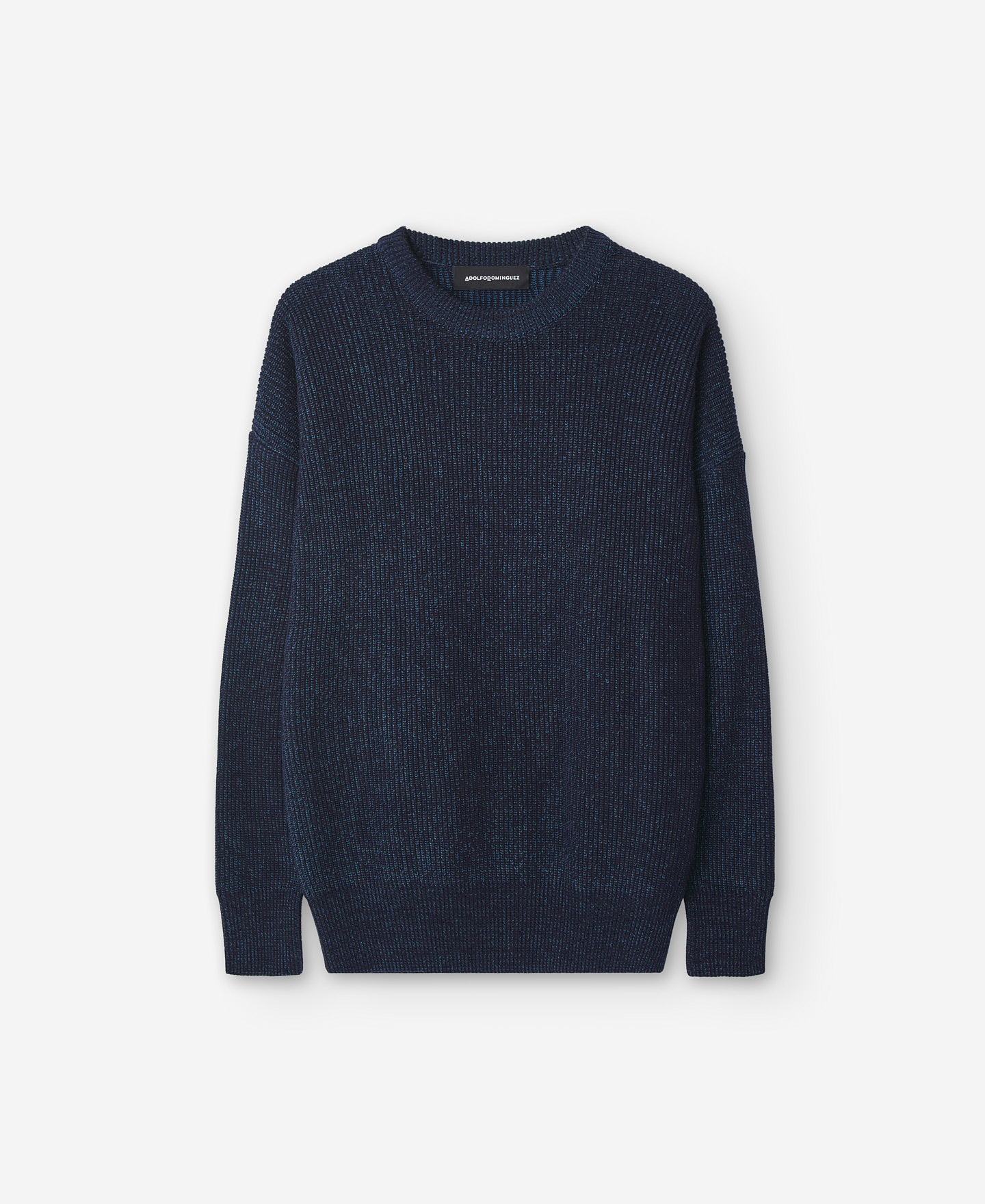 Melange blue knitted sweater image number 4