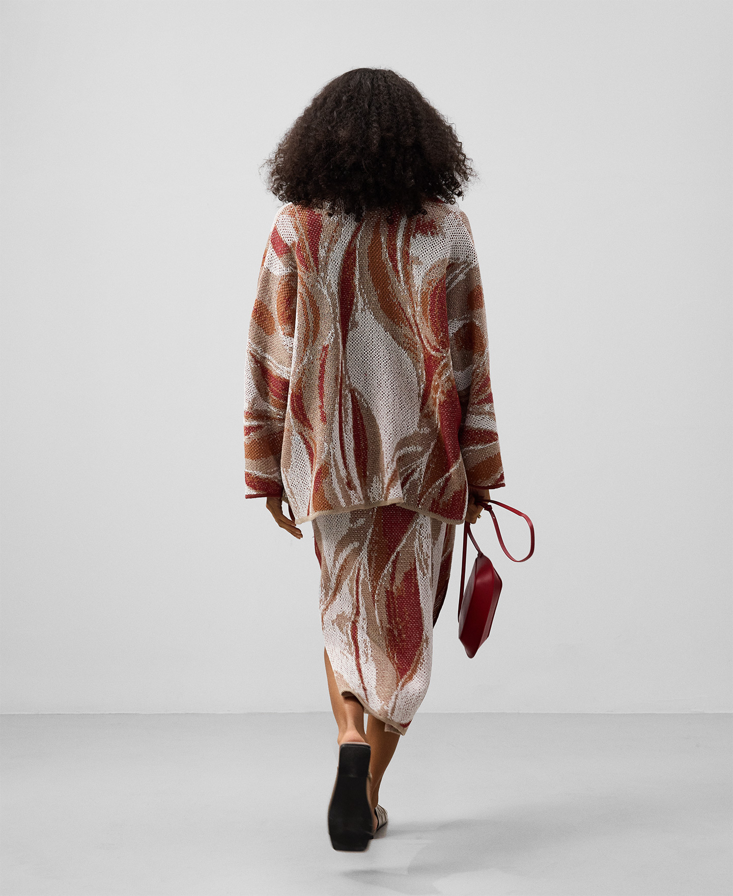 Chaqueta kimono jacquard con lino mujer image number 2