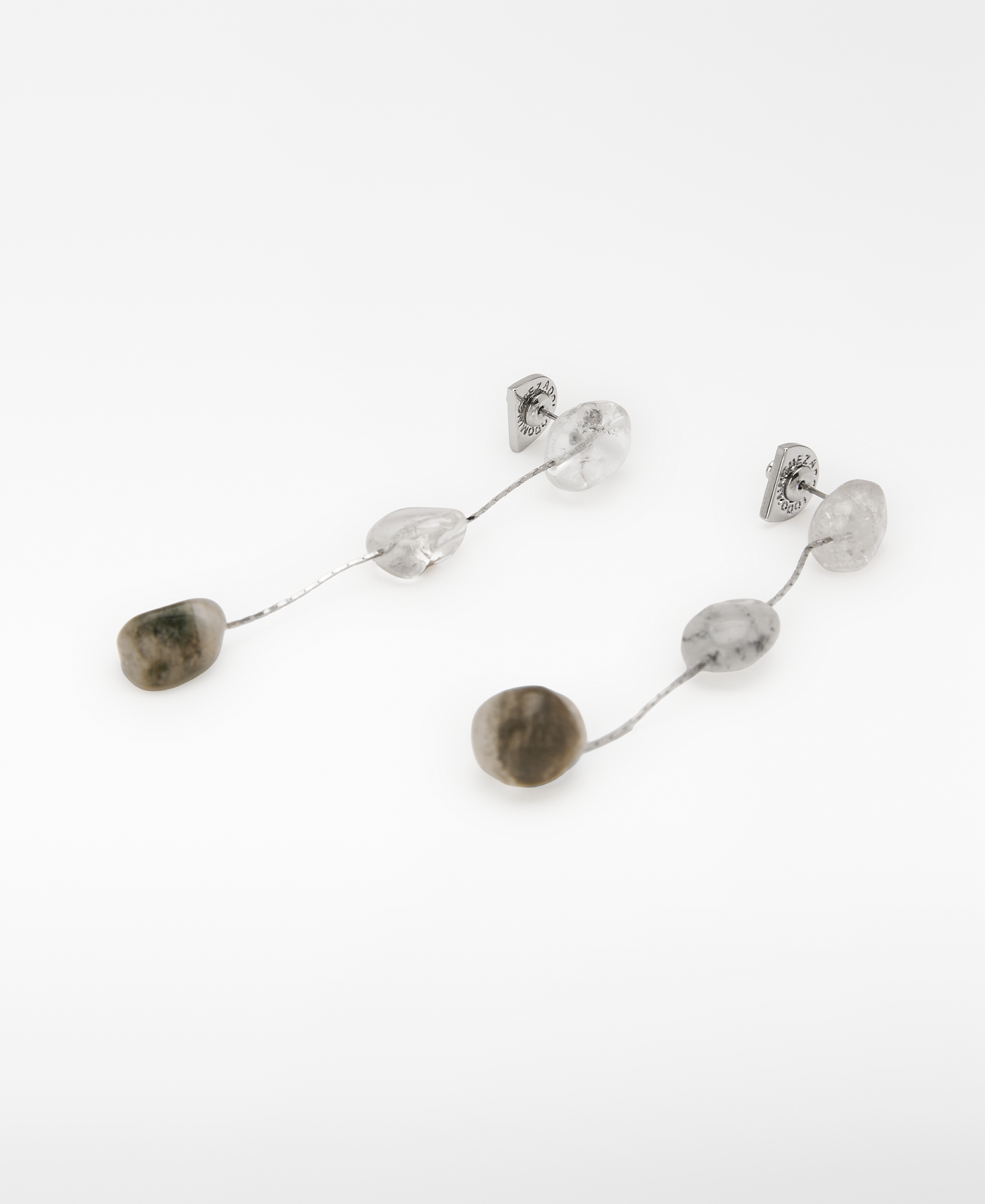 Pendientes cadena fina piedras image number 1