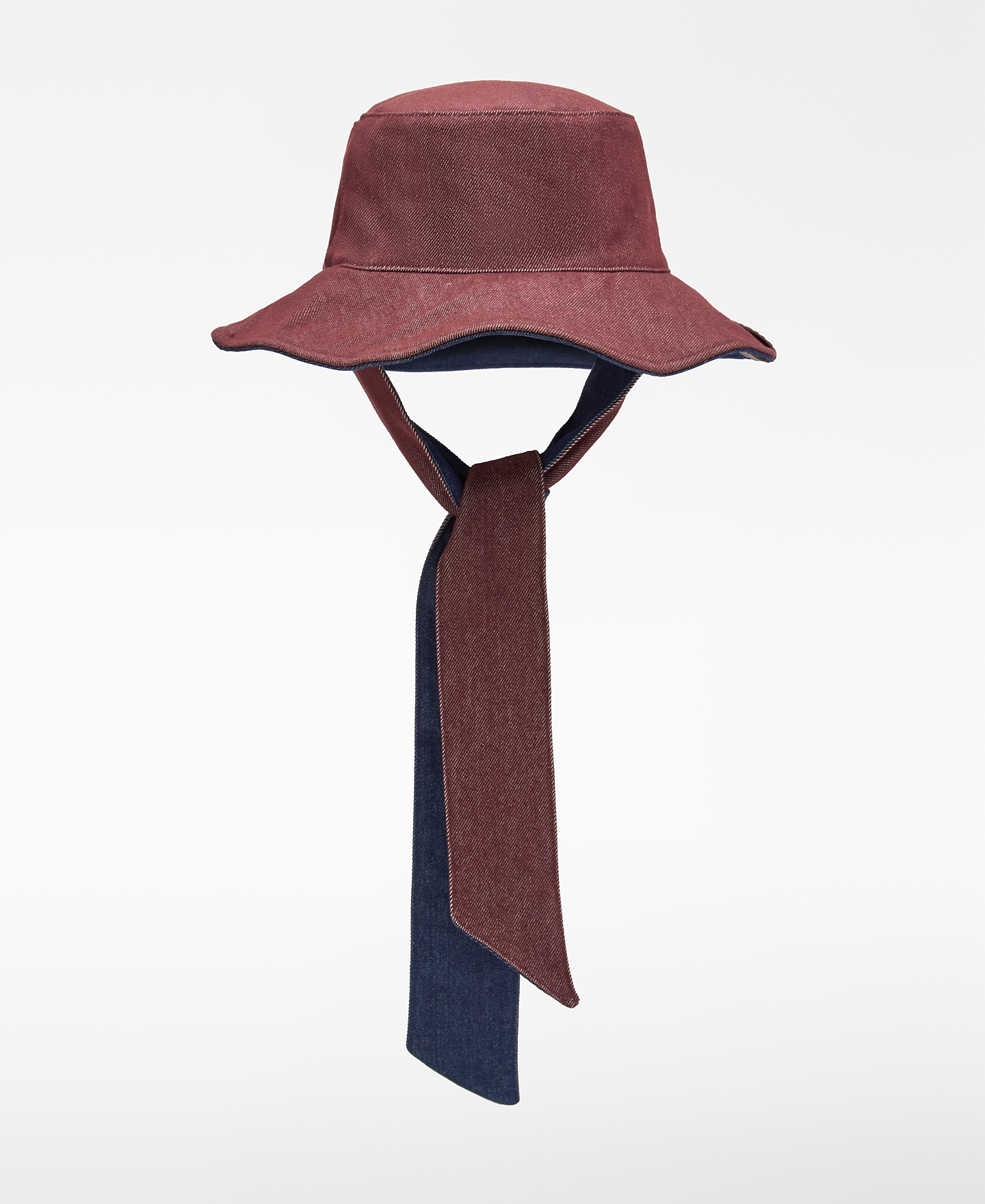 Denim bucket hat with straps image number 0