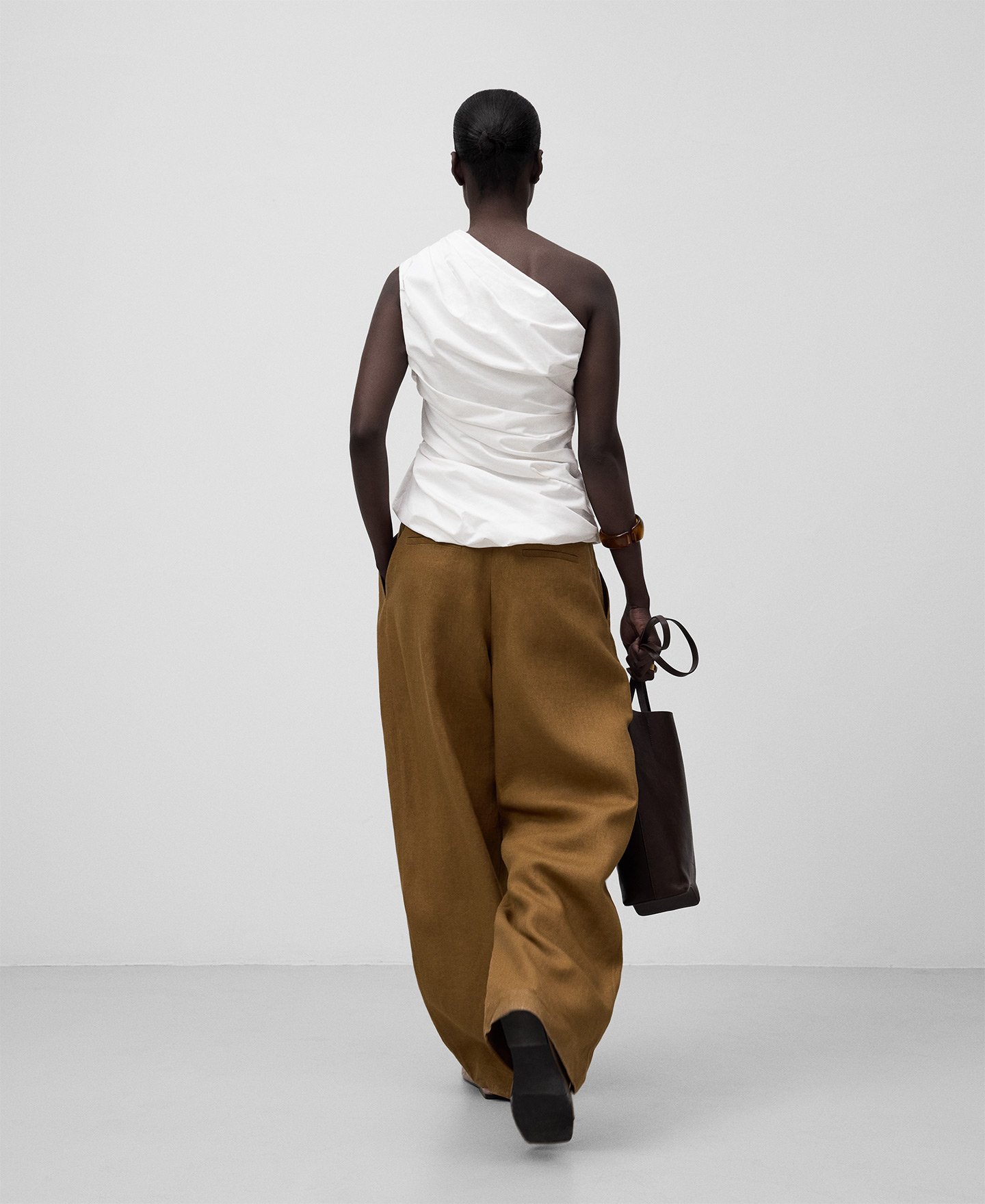 Haut asymétrique drapé en coton femme image number 2