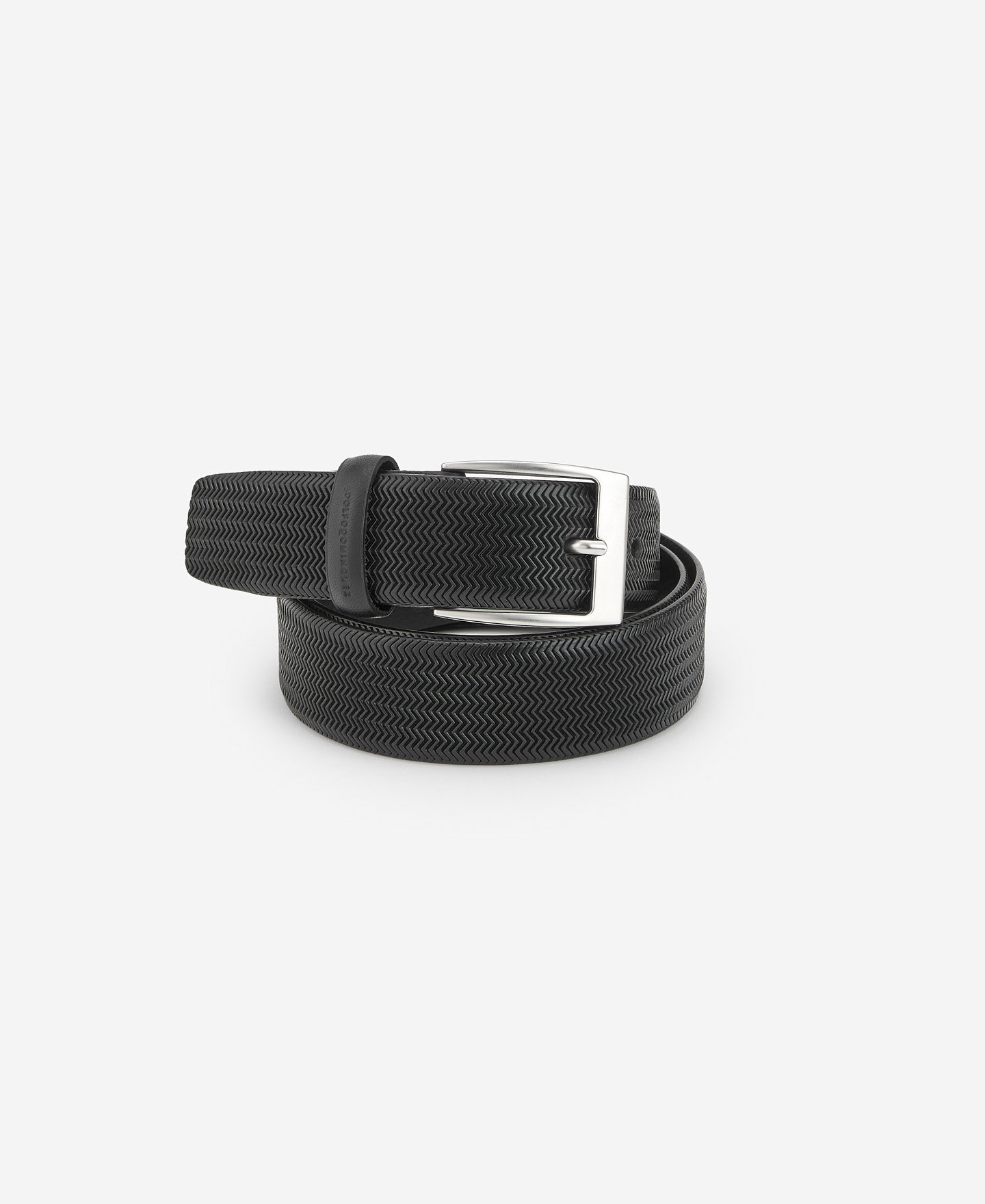 Black leather textured belt image number 1