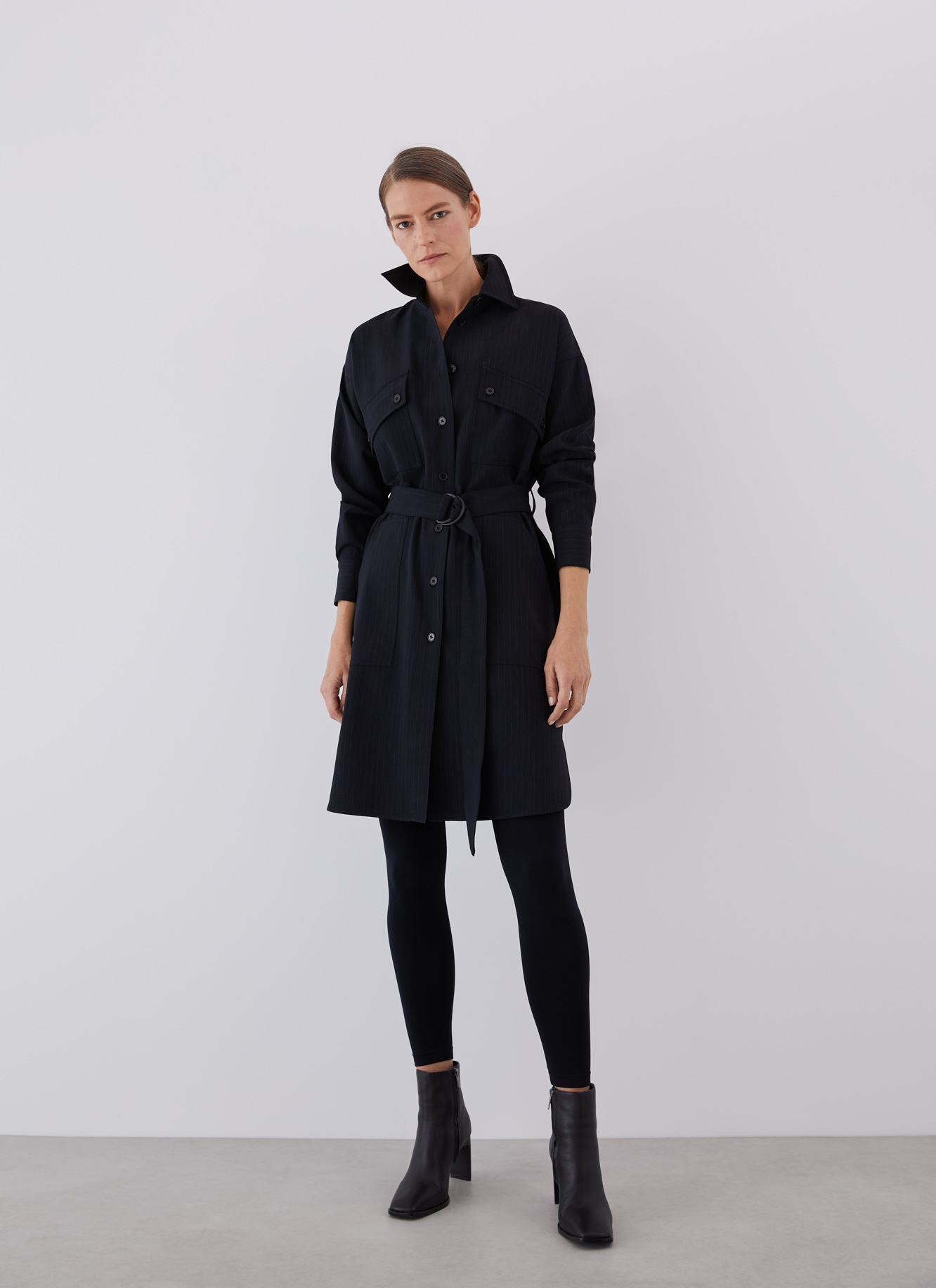 Shirt dress with belt image number 5