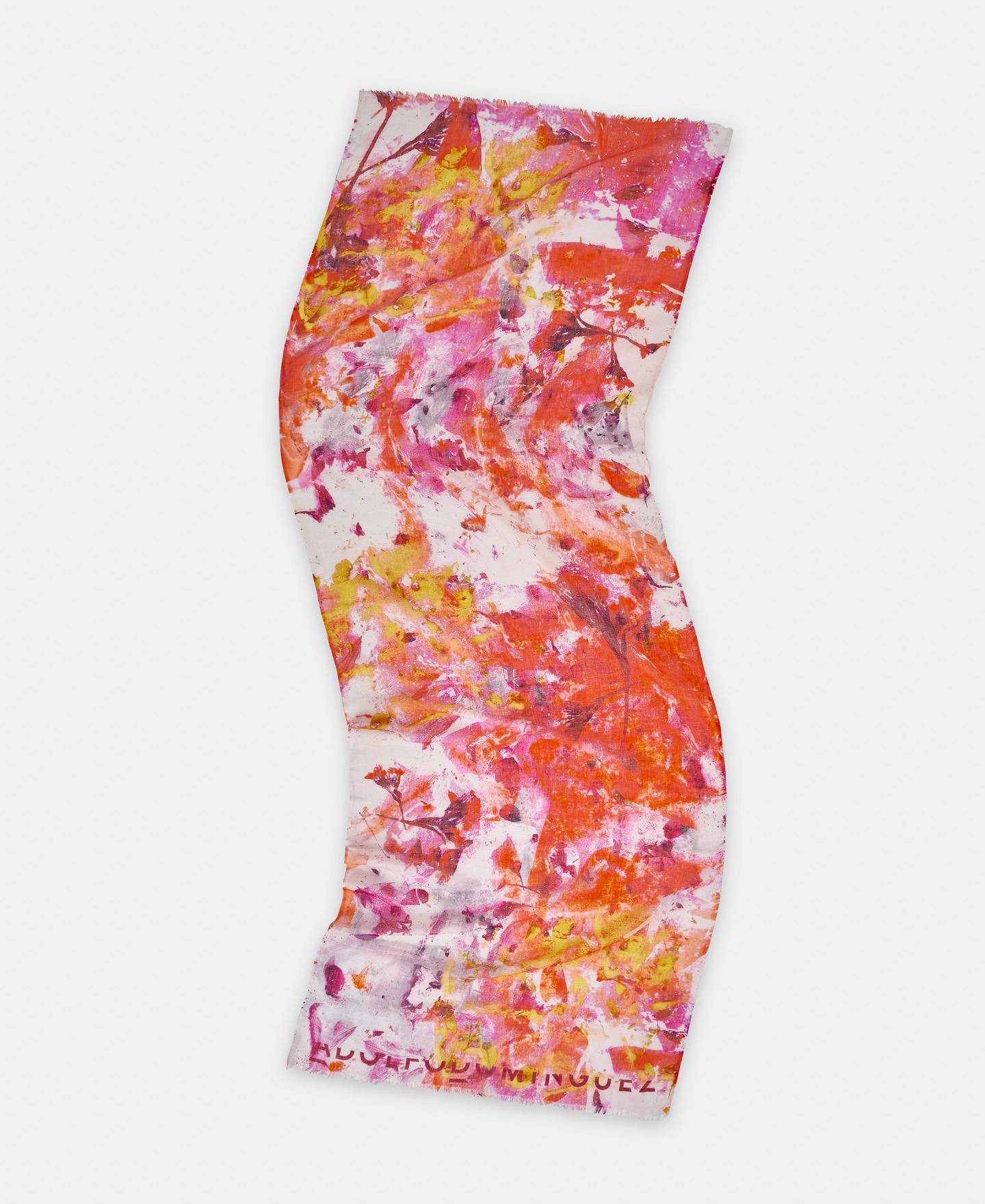 Floral print shawl in linen and cotton image number 1