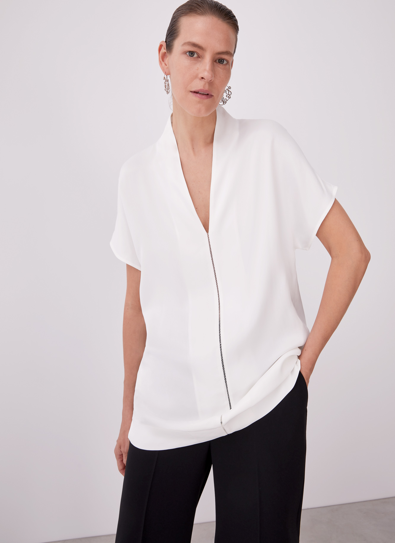 Satin viscose t-shirt image number 0