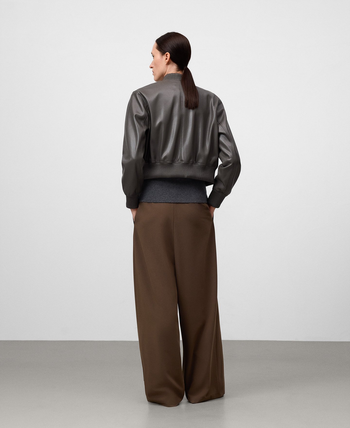 Leather-Non-Leather bomber jacket woman image number 2
