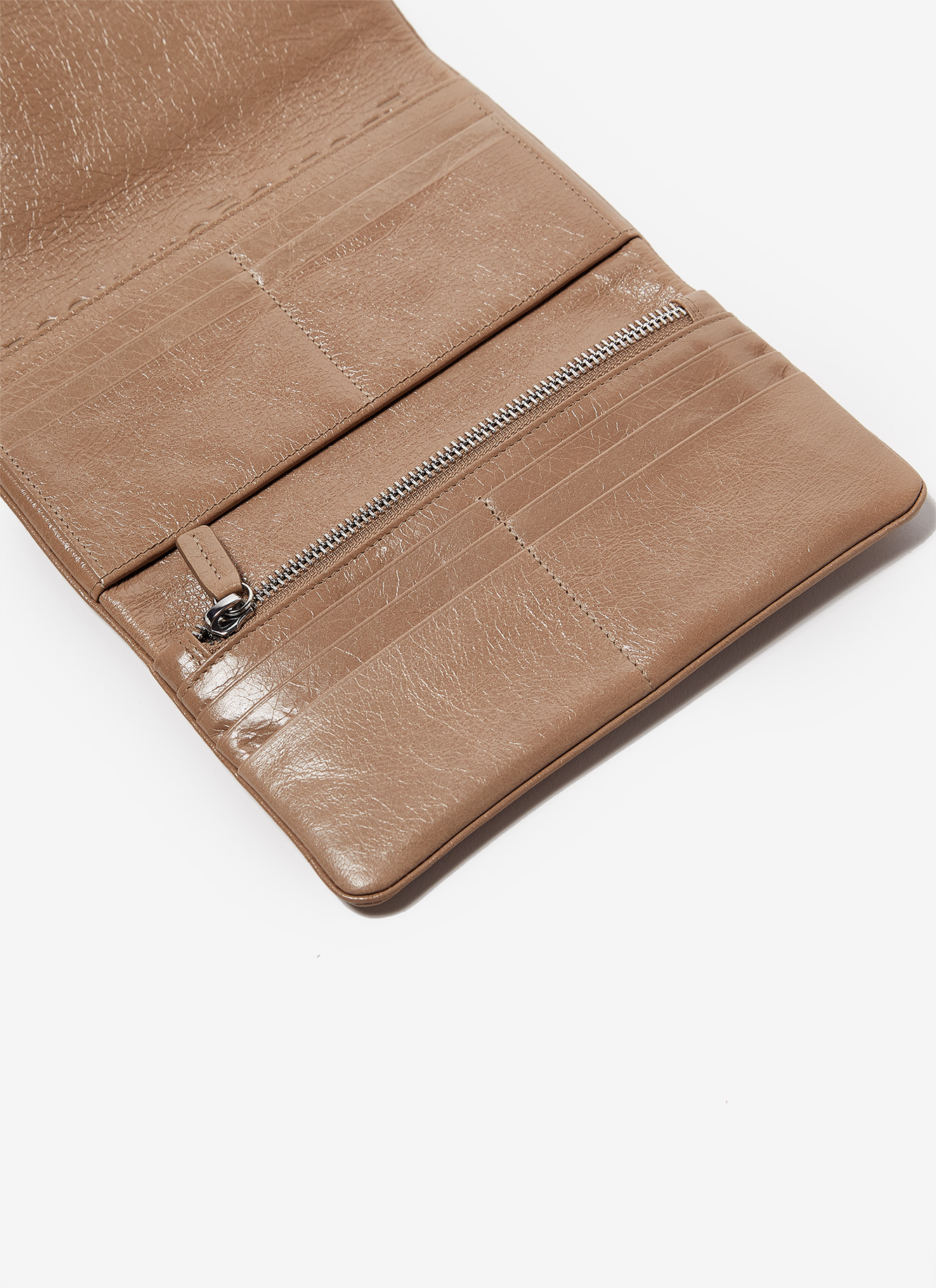 Crackled leather wallet clutch image number 2