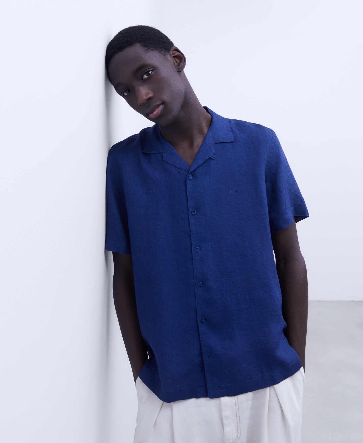 European linen lapel collar shirt image number 0