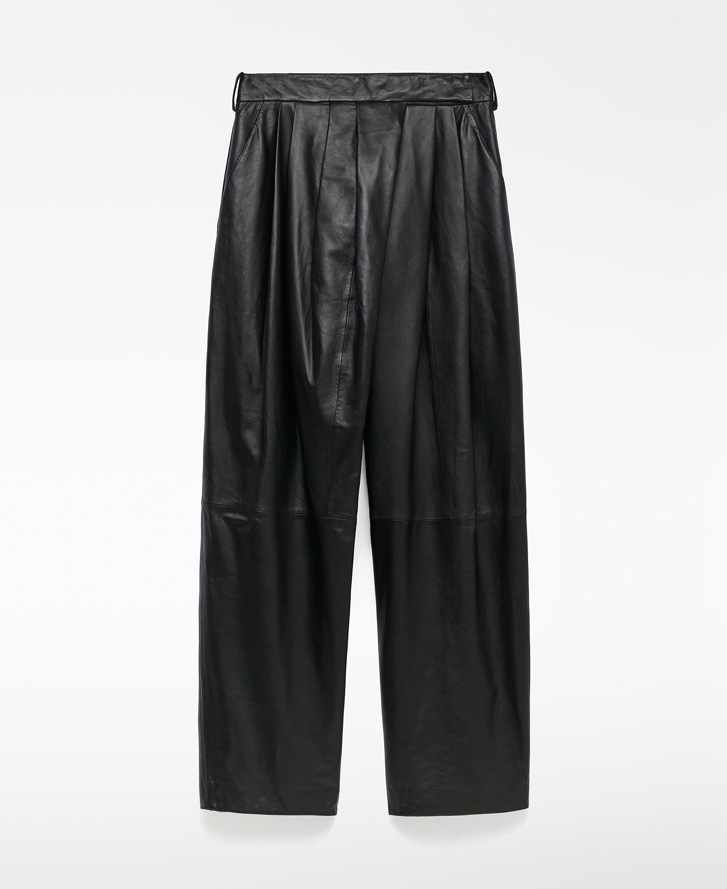 Leather pleated trousers woman image number 2