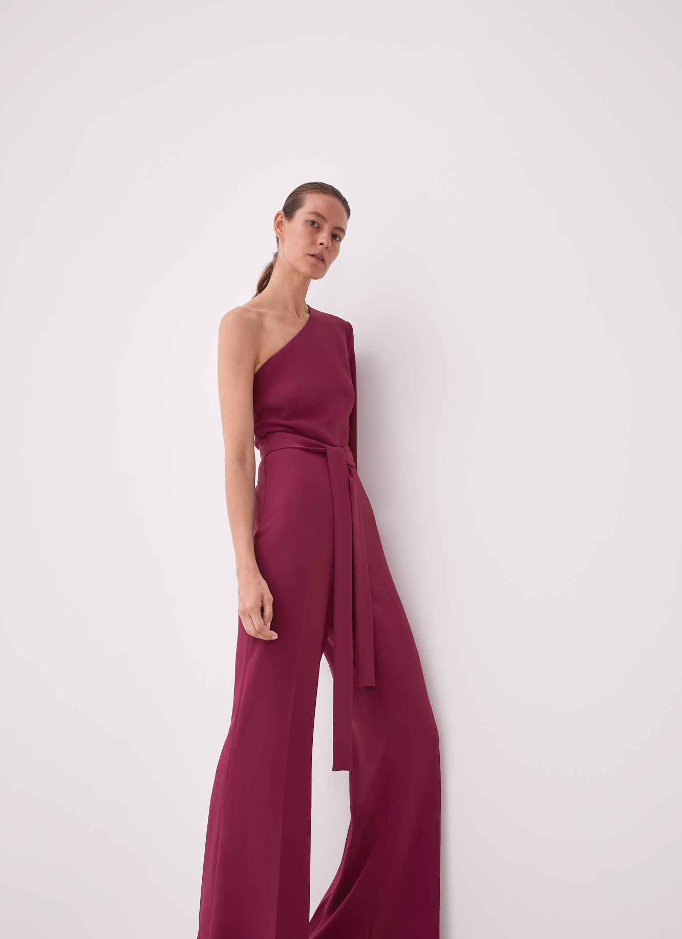 Asymmetric jumpsuit with overlayer image number 2